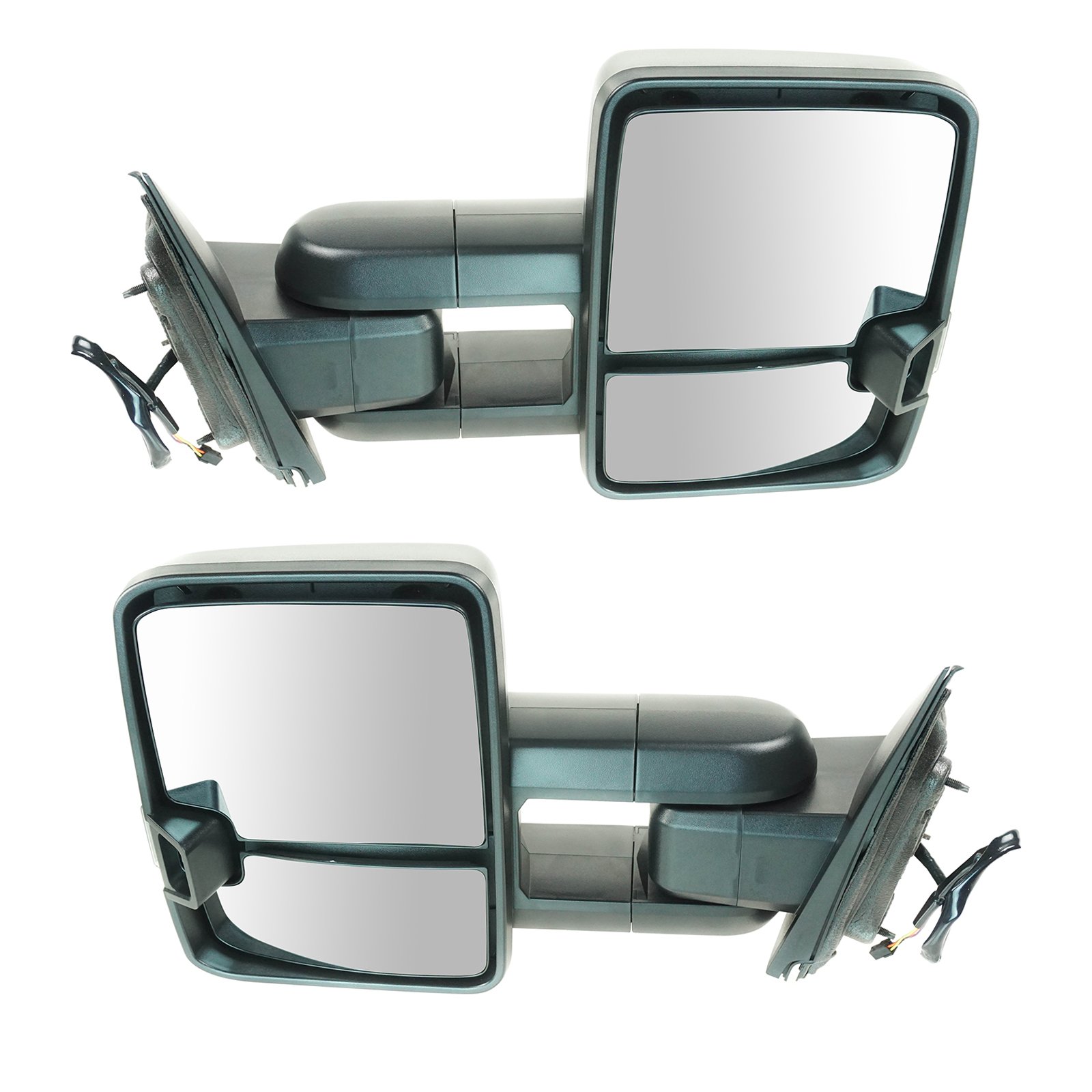 Textured Black Manual Signal Spotlight Trail Ridge Tow Mirrors for GM Pickup Trucks - Durable Towing Side Mirrors with Enhanced Visibility for Highway Driving & Off-Road Adventures