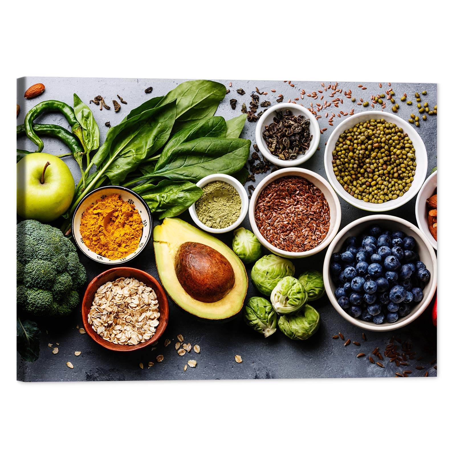 Vegetable Ingredients Canvas Wall Art - 28x40 Inch Kitchen & Dining Room Decor - Framed Ready to Hang Painting for Home, Restaurant Wall Decoration - Perfect for Farmhouse, Modern & Rustic Interior Design Styles