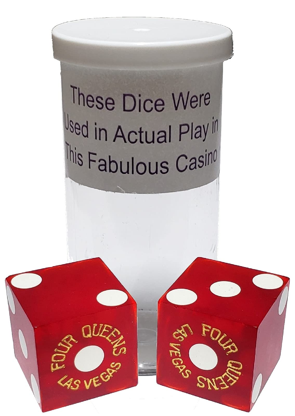 19mm Professional Craps Dice Pair with Matching Serial Numbers - Authentic Las Vegas Casino Table-Played Dice (Four Queens Red Frosted) | Perfect for Casino Games, Gambling Enthusiasts, and Home Game Nights