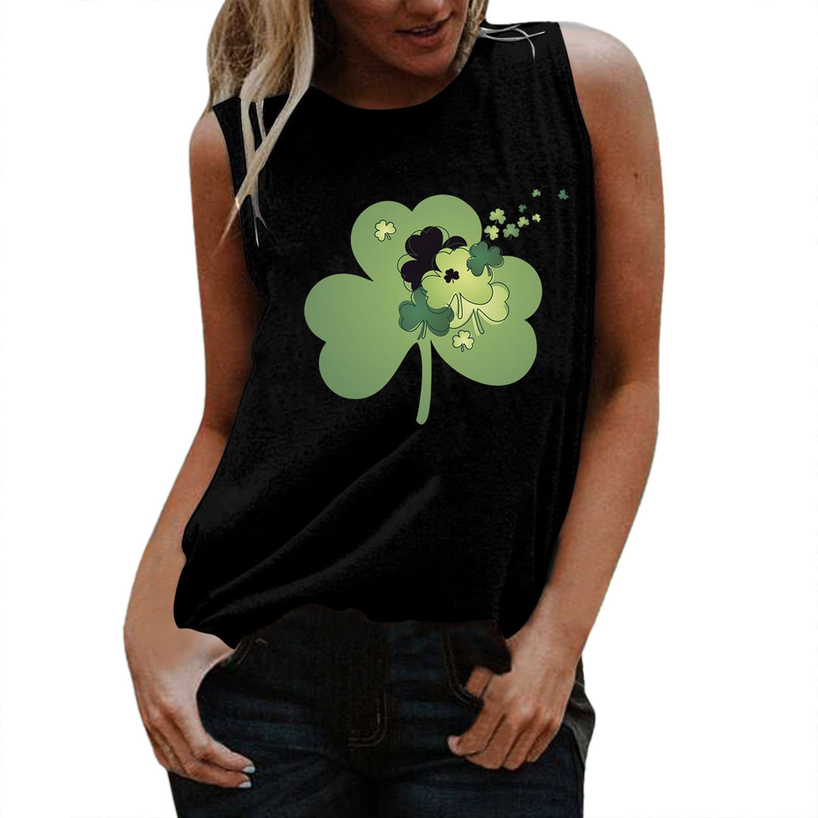 Women's Sleeveless V-Neck Tank Tops - Summer Casual St. Patrick's Day Graphic Tees - Funny Printed Shirts for Women | Perfect for Beach Outings, Parties & Casual Wear