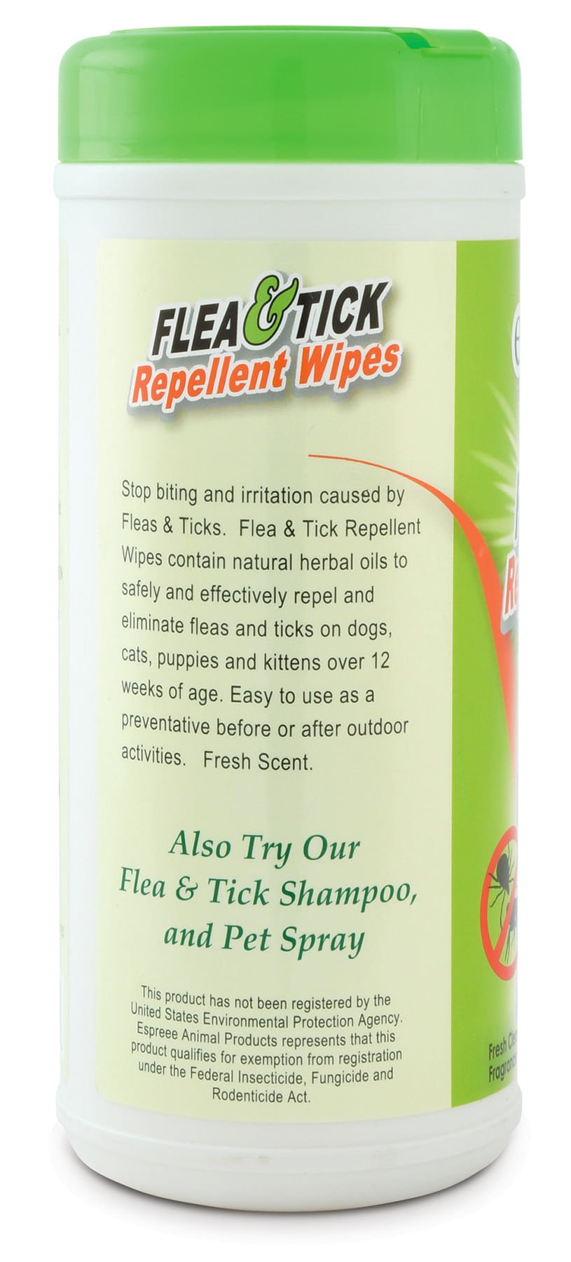 Espree Flea & Tick Repellent Wipes for Dogs & Cats | Natural Flea Treatment | Tick Prevention Wipes | Convenient for Travel, Grooming & Outdoor Adventures