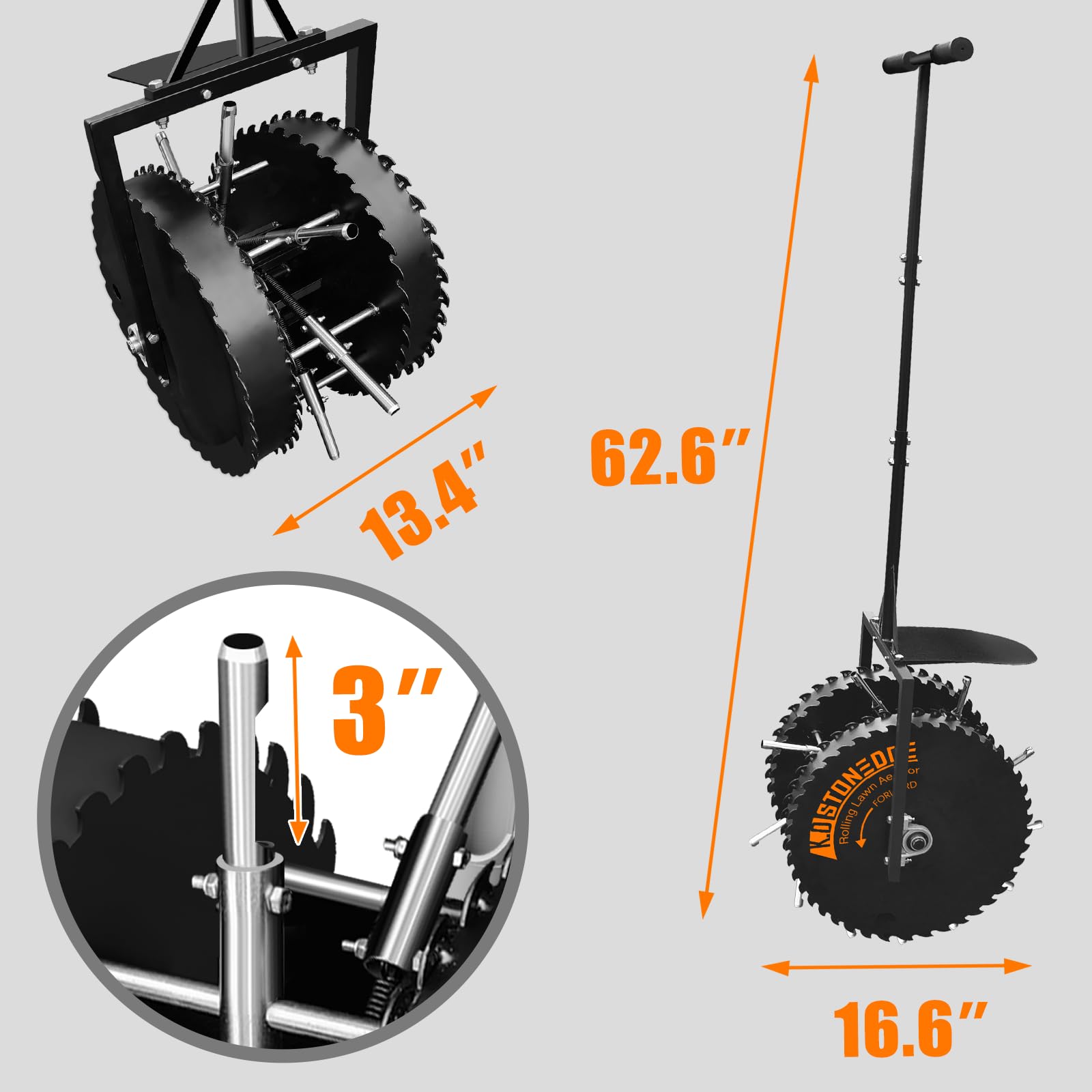 Patented Manual Rolling Lawn Aerator - 80lb Push Roller for Soil Aeration | Coring & Loosening Tool for Healthier Grass | Perfect for Garden, Yard & Lawn Care