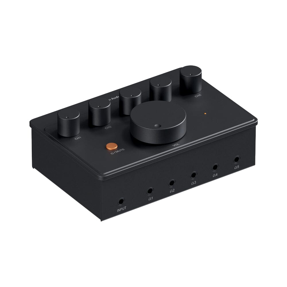 Fosi Audio PH05 5 Channel Desktop Headphone Splitter Amplifier - Multi-User Audio Sharing for Gaming, Music Studios & Home Theater Systems