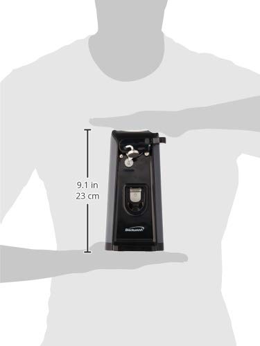 Brentwood Automatic Electric Can Opener - Hands-Free Operation, Black & Grey Design - Perfect for Kitchen, Camping, and Emergency Preparedness