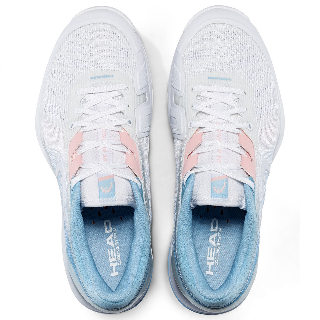 Head Sprint Pro 3.0 Women's Tennis Shoes - Lightweight Performance Court Shoes for Women in White & Light Blue - Perfect for Tennis, Pickleball & Casual Wear