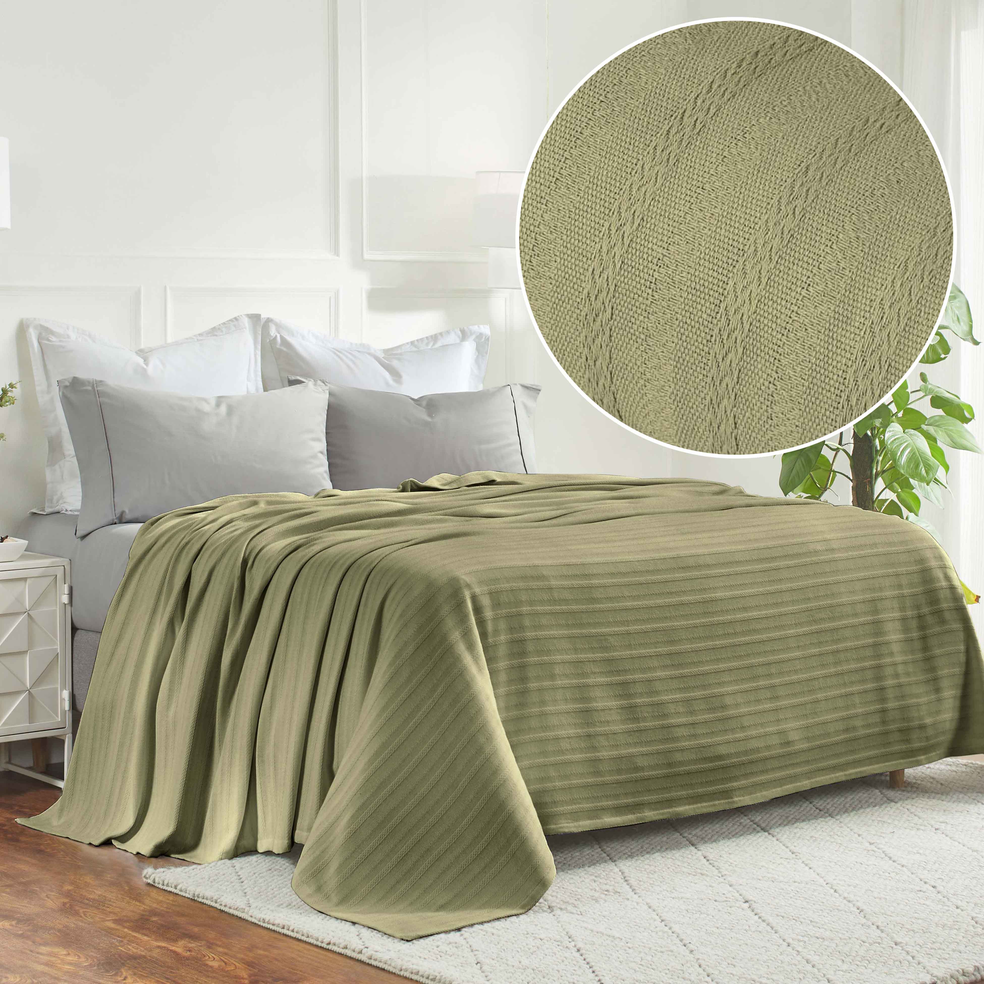 Soft Clara Cotton Textured Striped Lightweight Woven Blanket - Perfect for Sofa, Bed & Outdoor Picnics