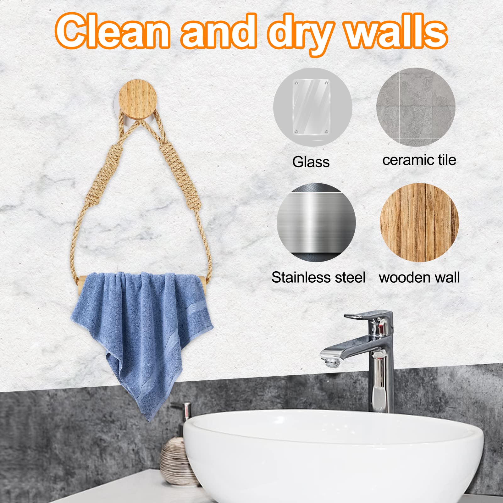 2-Pack Vintage Rope Toilet Paper Holder - No Drill Self-Adhesive Bathroom Tissue Roll & Towel Holder - Perfect for Small Bathrooms, RVs, and Apartments