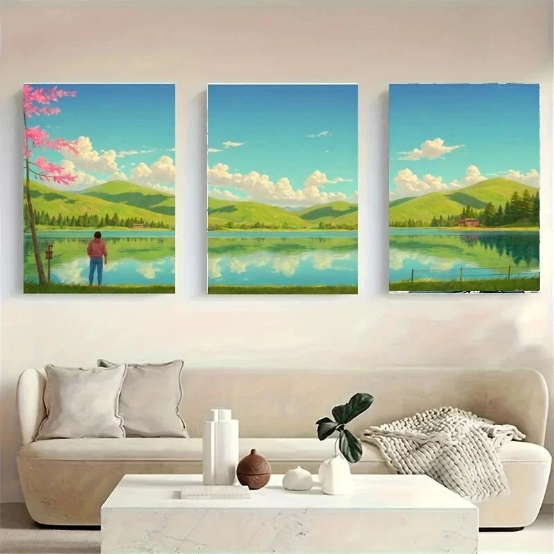 3-Piece Majestic Metal Print Wall Art - Ready to Hang Peaceful Landscape Decor for Living Room, Bedroom & Office