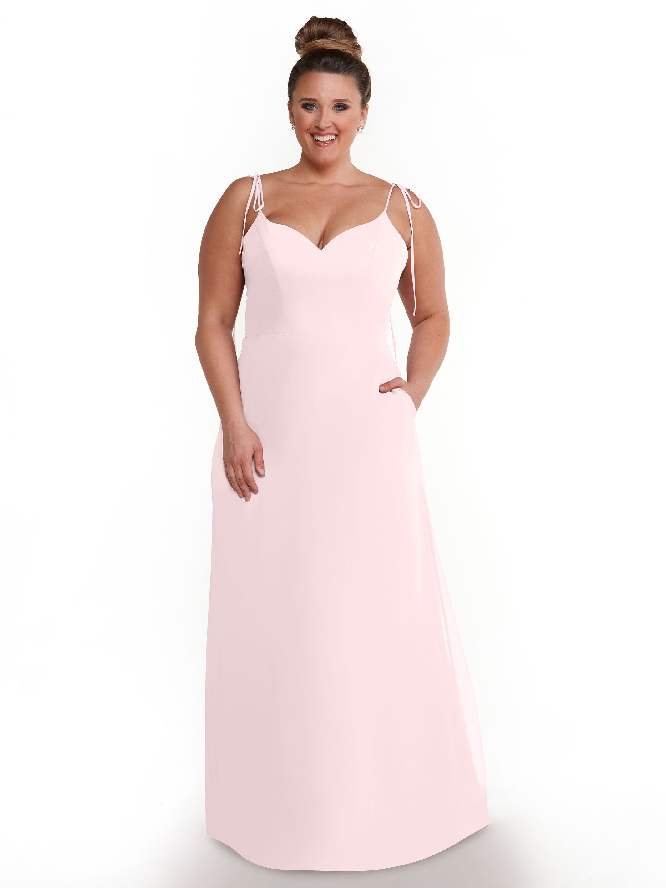 Elegant 80144 Chiffon A-Line Bridesmaid Dress with V-Neck & Spaghetti Straps - Perfect for Weddings, Formal Events & Special Occasions