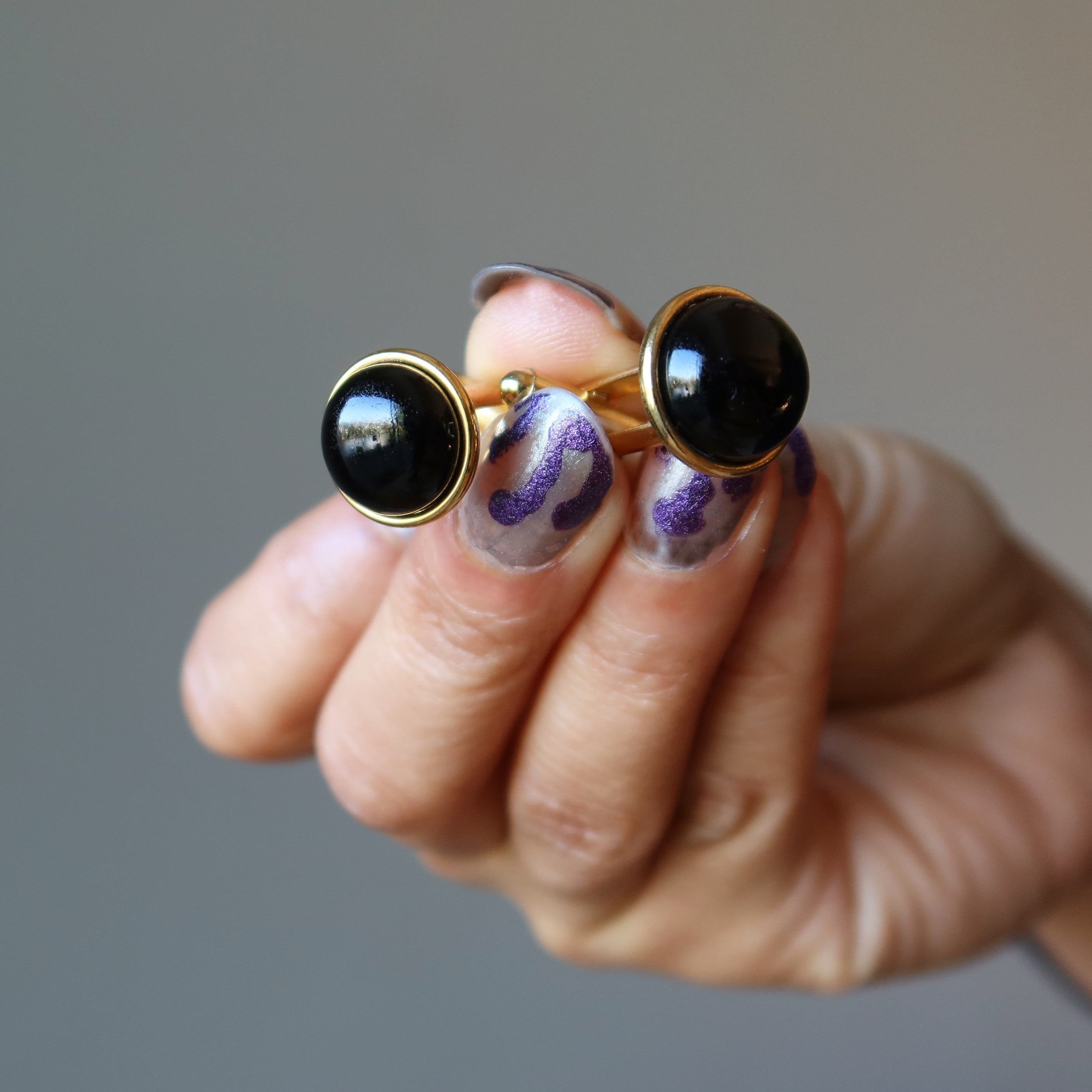 Onyx Cufflinks for Men - Black Stone Gold Plated Dress Cuff Links - Perfect for Weddings, Business Meetings & Formal Events