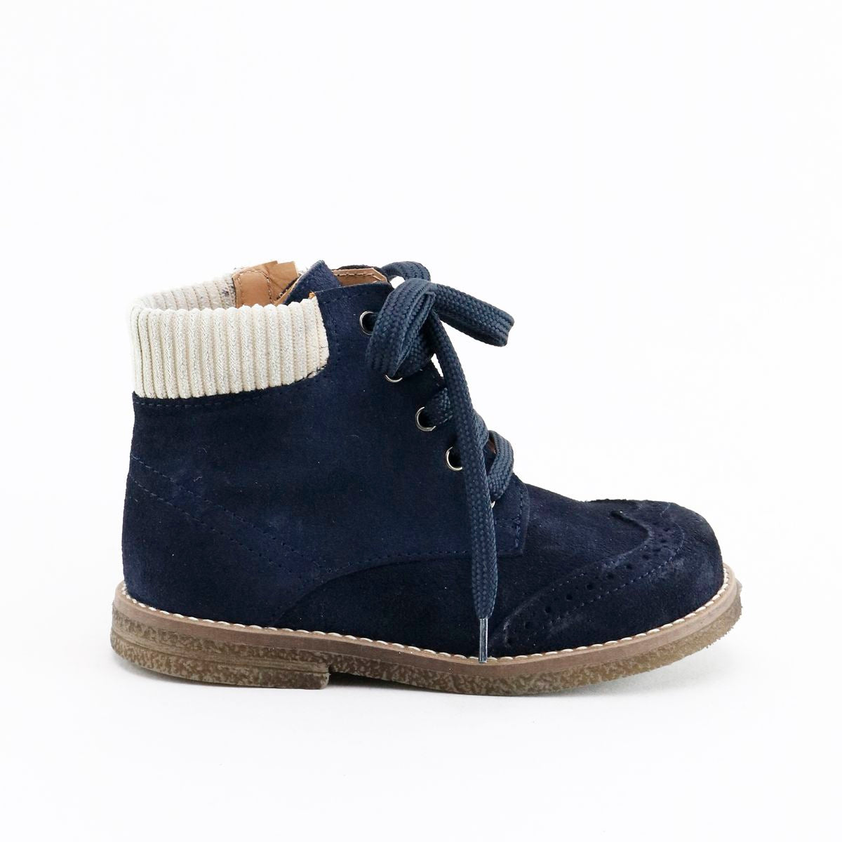 Stylish Navy Suede Wingtip Booties for Women - Comfortable & Fashionable Ankle Boots for Work, Casual & Date Night Outfits