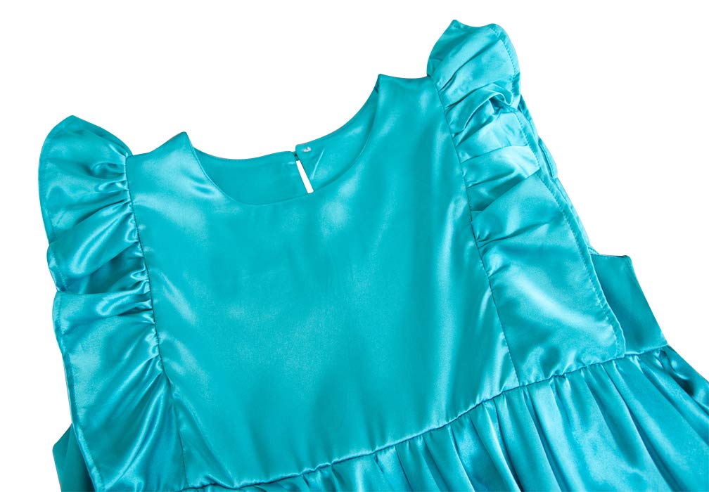 Silk Satin Girls Nightgowns - Cute Short Sleeve Pajama Sleepwear for Toddlers & Little Girls (3-12 Years) - Perfect for Summer Nights & Sleepovers