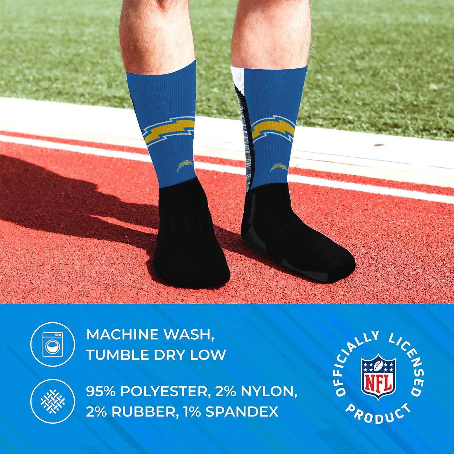 NFL Team Logo Adult Crew Socks for Men - Machine Washable Football Socks for Warm & Cold Weather - Comfortable Game Day Sports Apparel - Perfect for Football Fans, Tailgating and Casual Wear