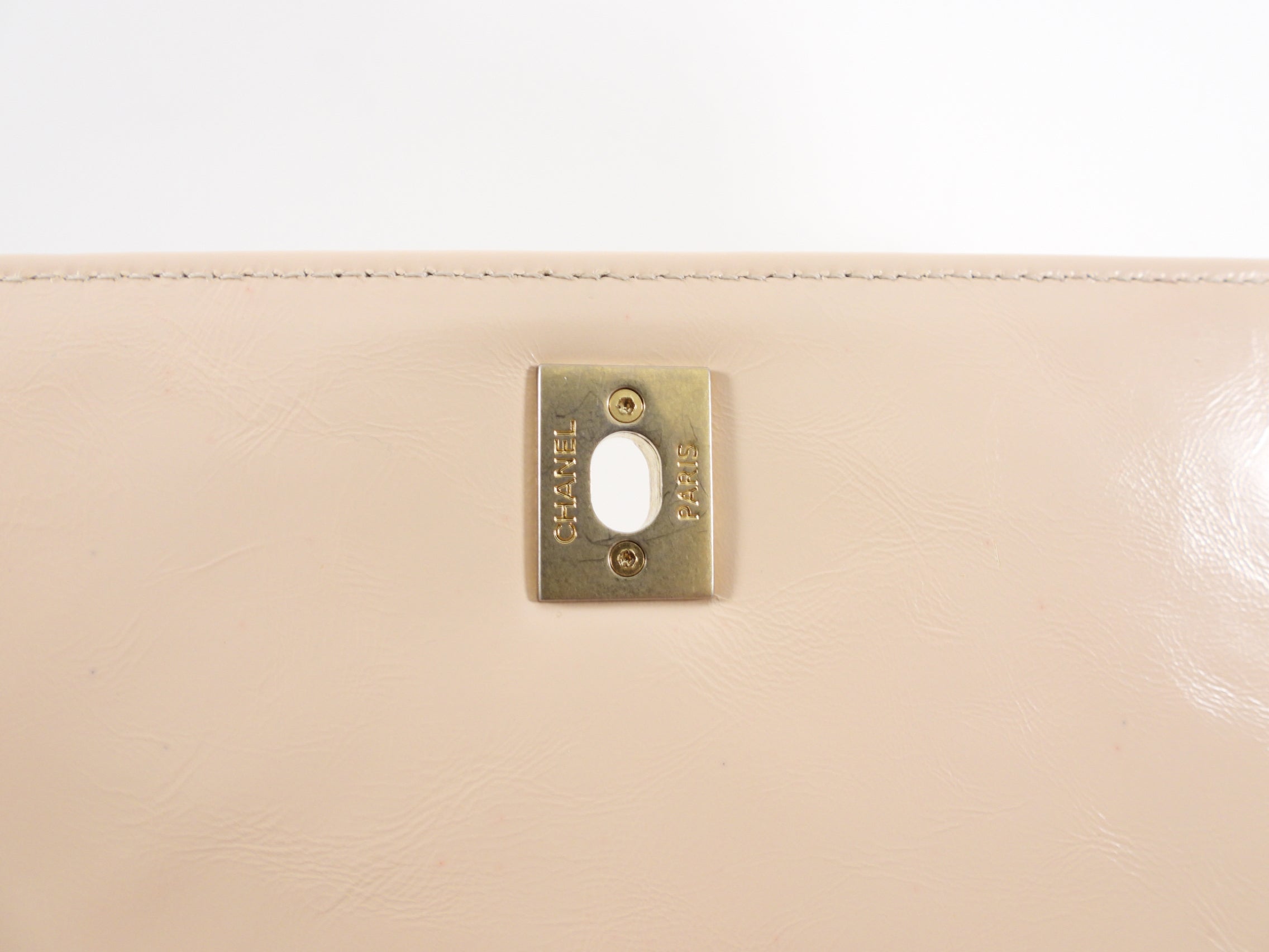 Chanel Nude Chevron Aged Leather Exotic Top Handle Flap Bag - Luxury Designer Handbag for Women, Perfect for Parties, Work & Special Occasions