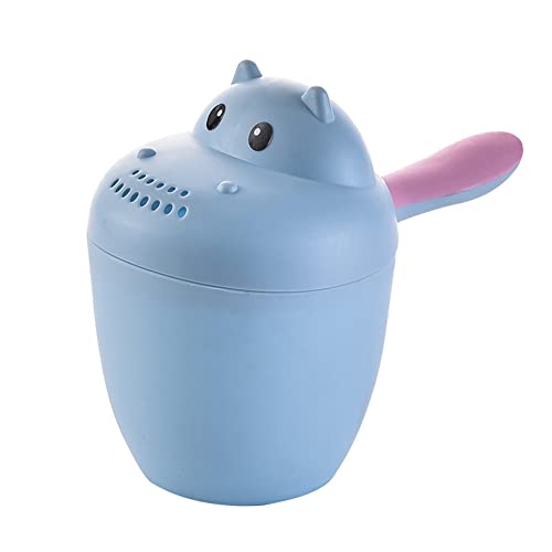Baby Bath Rinser Cup - Safe Hair Wash for Kids with Eye/Ear Protection - Blue Shower Accessory for Gentle Bathing