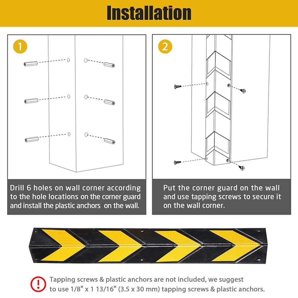 2-Pack Rubber Corner Guards for Walls - 31 1/8 Inch Height - Baby Proof Edge Protectors for Furniture & Sharp Corners - Home & Office Safety Solution