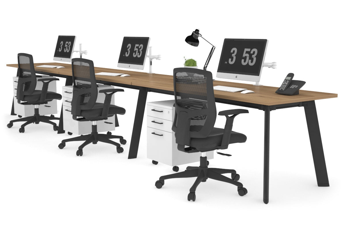3-Person Office Workstation with Switch - 1400L x 700W Dimensions - Perfect for Collaborative Workspaces & Team Projects