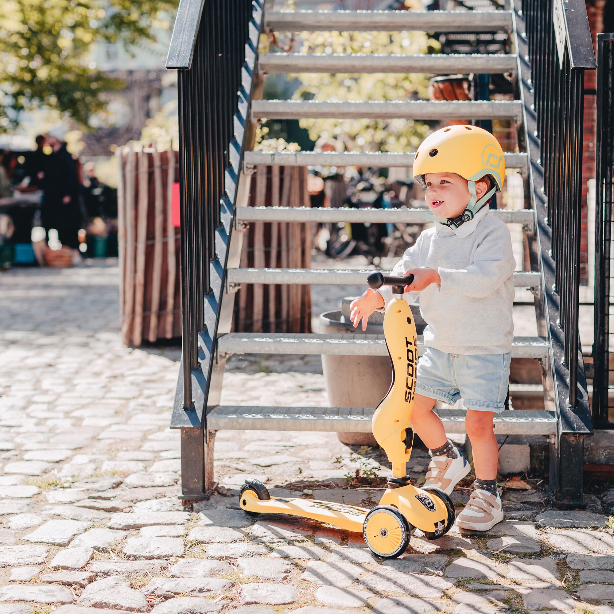 Scoot & Ride 2-in-1 Ride-On & Stand Kids Scooter for Toddlers Ages 1-5 | Highwaykick 1 Lemon | Outdoor Play, Park Adventures & Learning Balance for Preschoolers