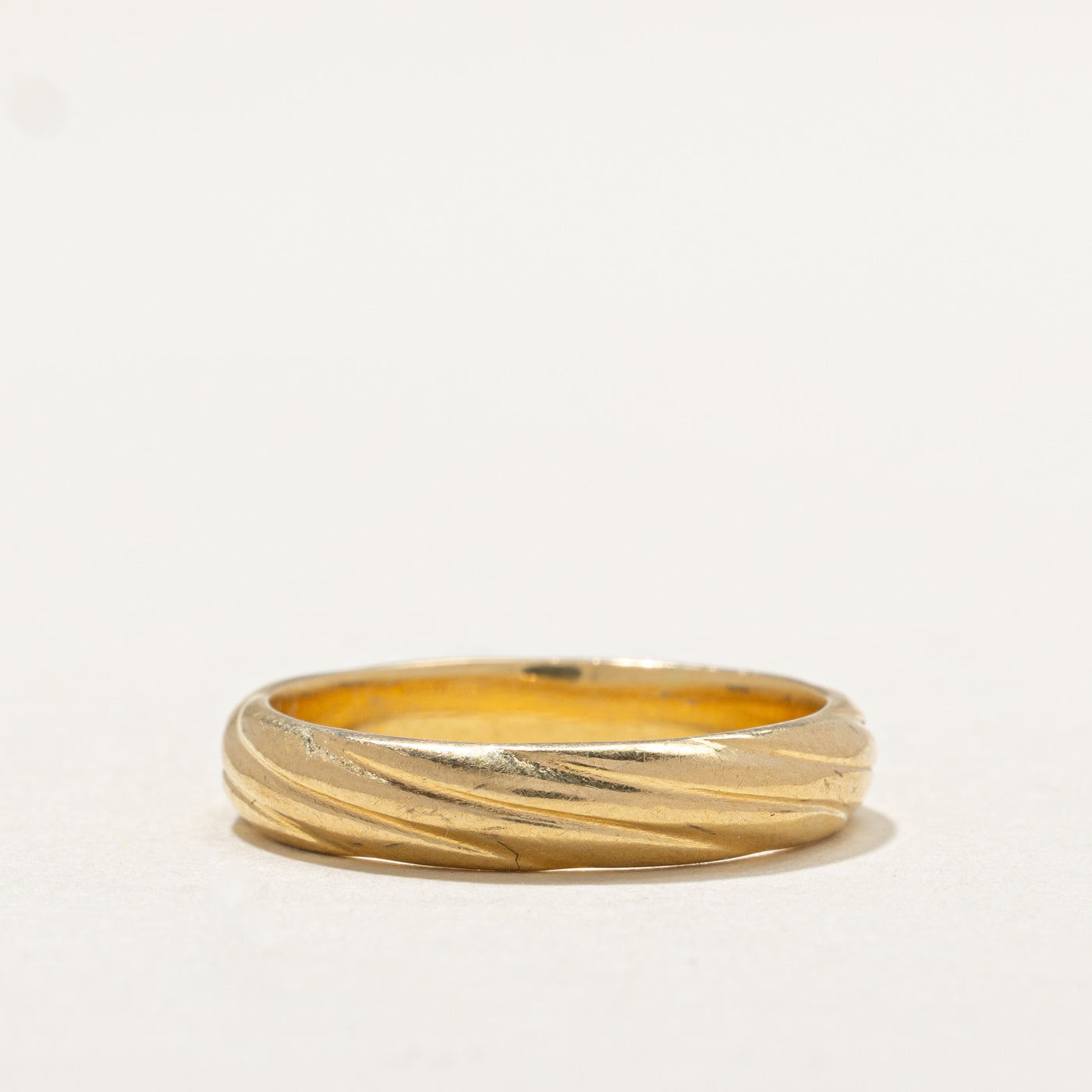 18K Yellow Gold Twist Design Wedding Band Ring for Women - 3.9mm Wide Size 7 - Perfect for Anniversary, Engagement & Everyday Elegant Jewelry Gift