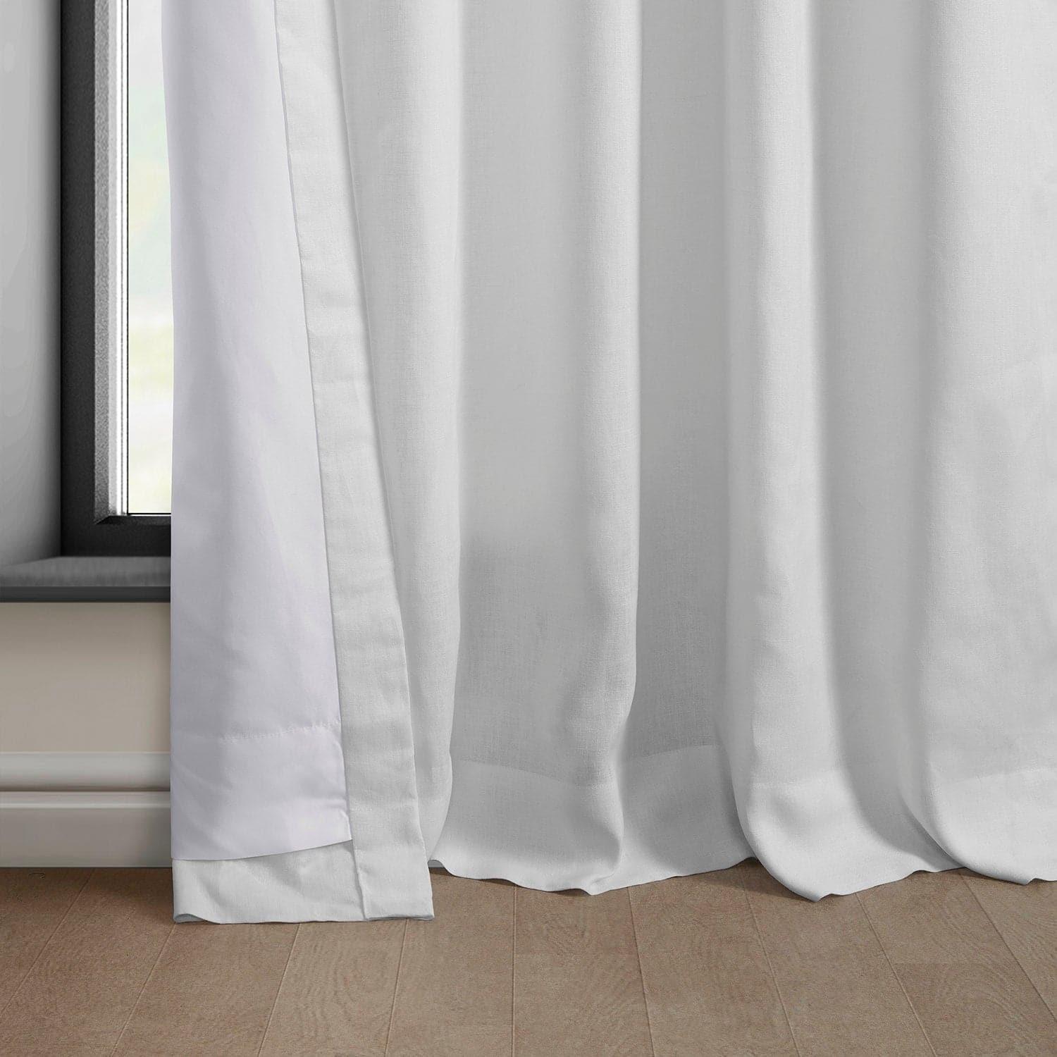 Bright White Euro Linen Blackout Curtains for Bedroom & Living Room - Thermal Insulated Window Drapes for Light Blocking & Privacy