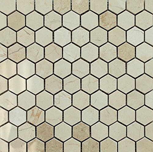 Premium Crema Marfil Hexagon Mosaic Tile - Natural Stone Wall & Floor Tile for Bathroom, Kitchen Backsplash, Shower Walls - Elegant Home Decor & Interior Design Upgrade