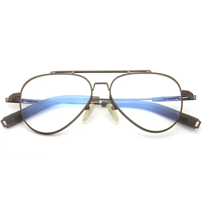 Stylish Unisex Full Rim Big Oval Double Bridge Titanium Eyeglasses 494108 - Lightweight & Durable Frames for Work, Reading, and Everyday Fashion
