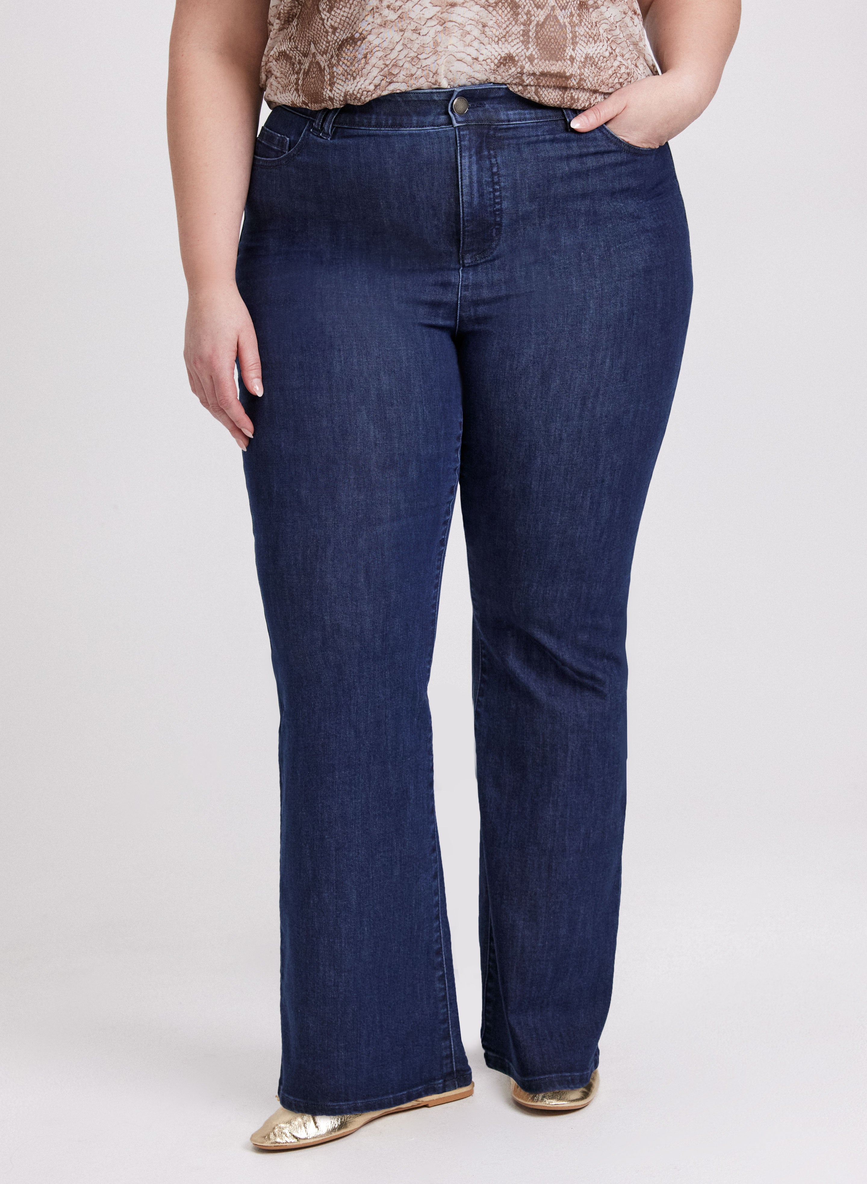 Flare Leg Jeans for Women - Dark Blue High Waisted Vintage Denim Pants | Perfect for Casual Outfits, Retro Style & Everyday Wear