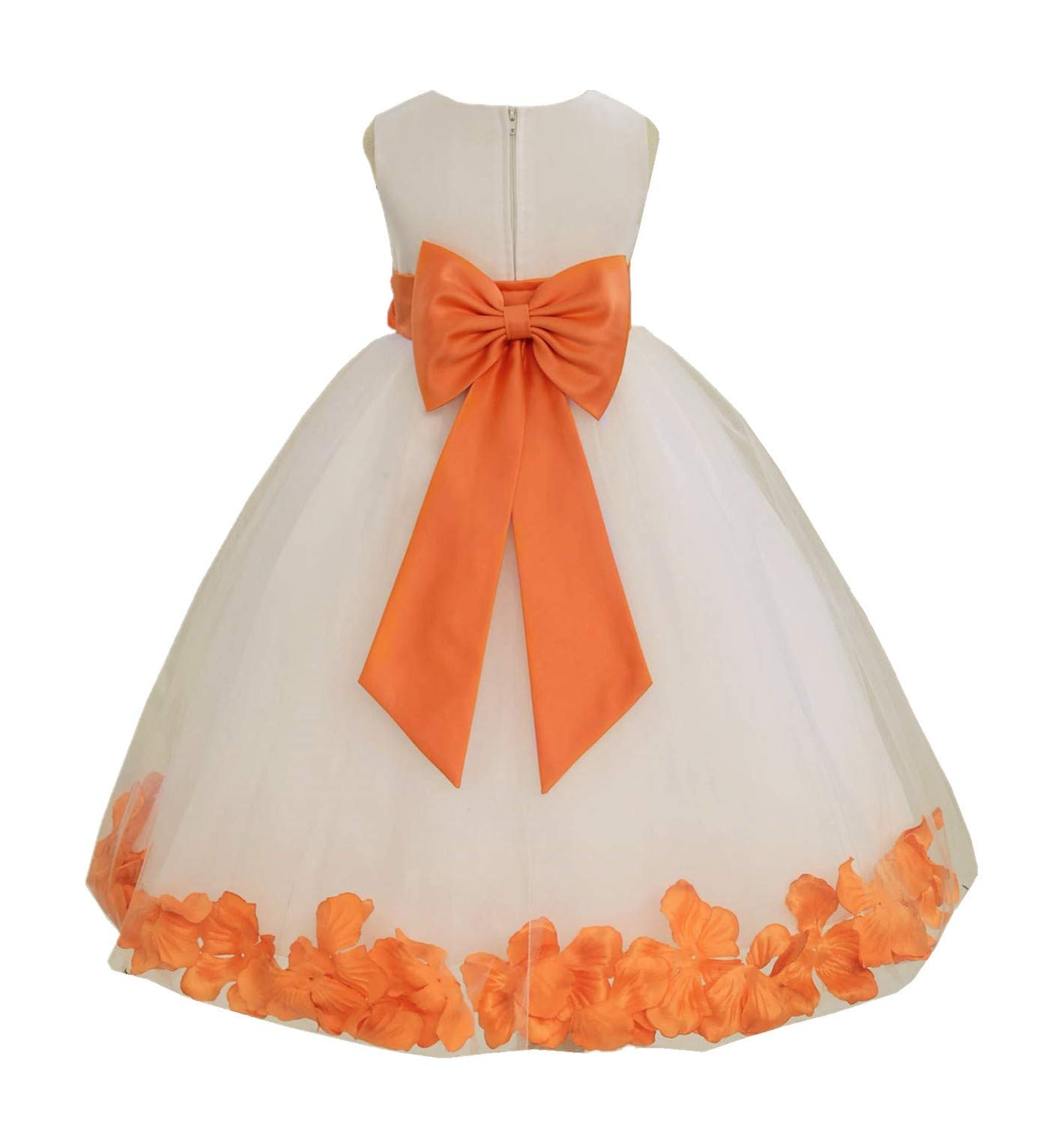 White Tulle Rose Petals Flower Girl Dress - Elegant Christening Gown for Weddings, Baptisms & Special Occasions (Style 302T, Size 10)