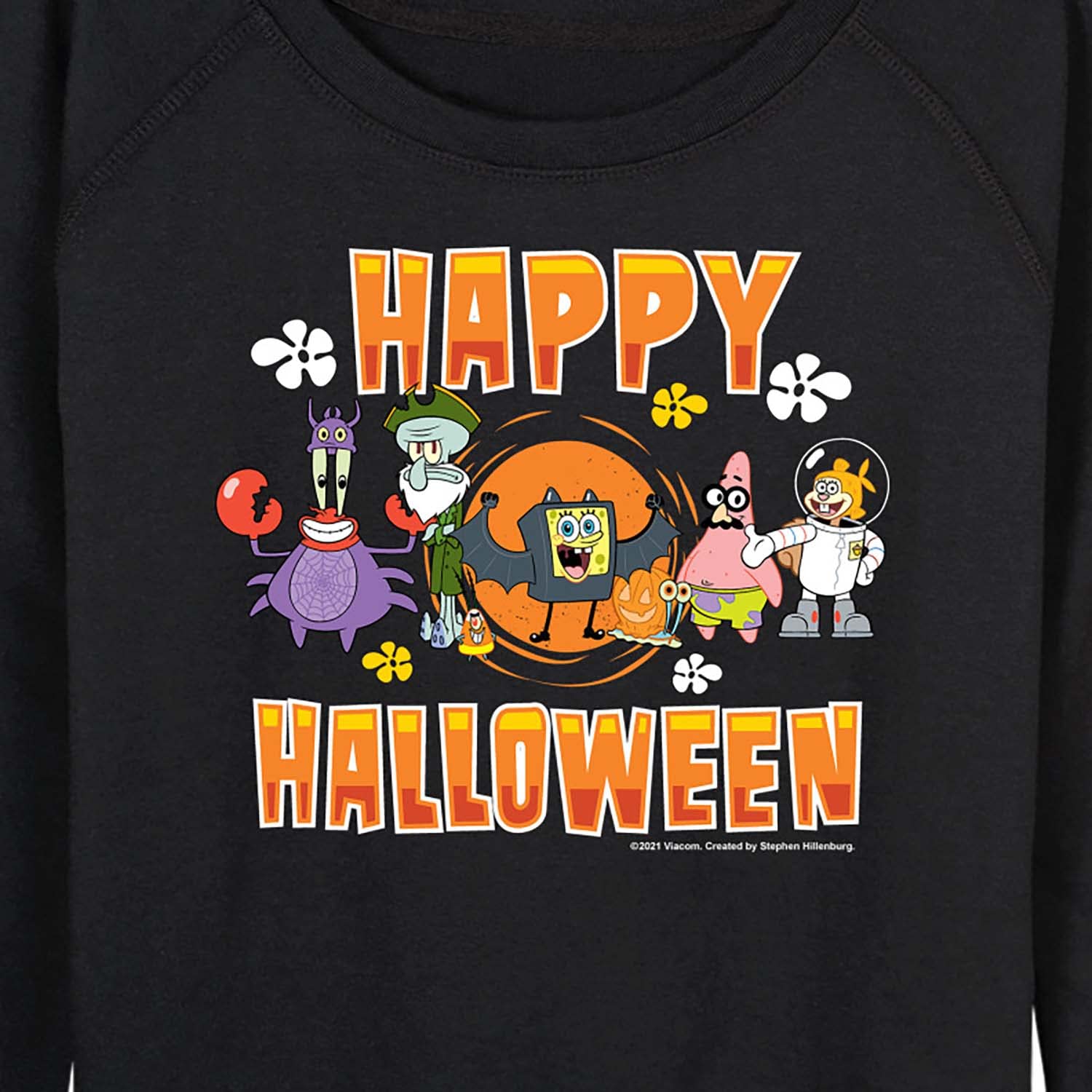 HYBRID APPAREL Women's SpongeBob SquarePants Halloween Pullover Hoodie - Lightweight French Terry Sweatshirt - Cute Cartoon Character Design for Costume Parties, Cosplay & Casual Wear