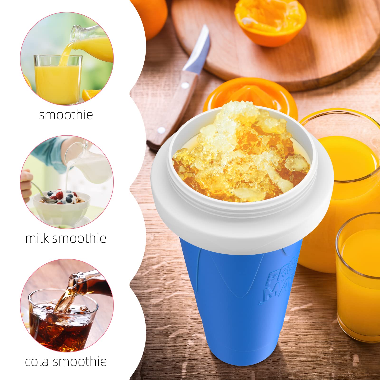 2 Pack Slushy Maker Cups - TikTok Viral Frozen Magic Squeeze Cups for Milkshakes & Smoothies | Reusable Freeze Cooling Mugs (Blue + Yellow) | Perfect for Summer Drinks, Parties & Kids Treats