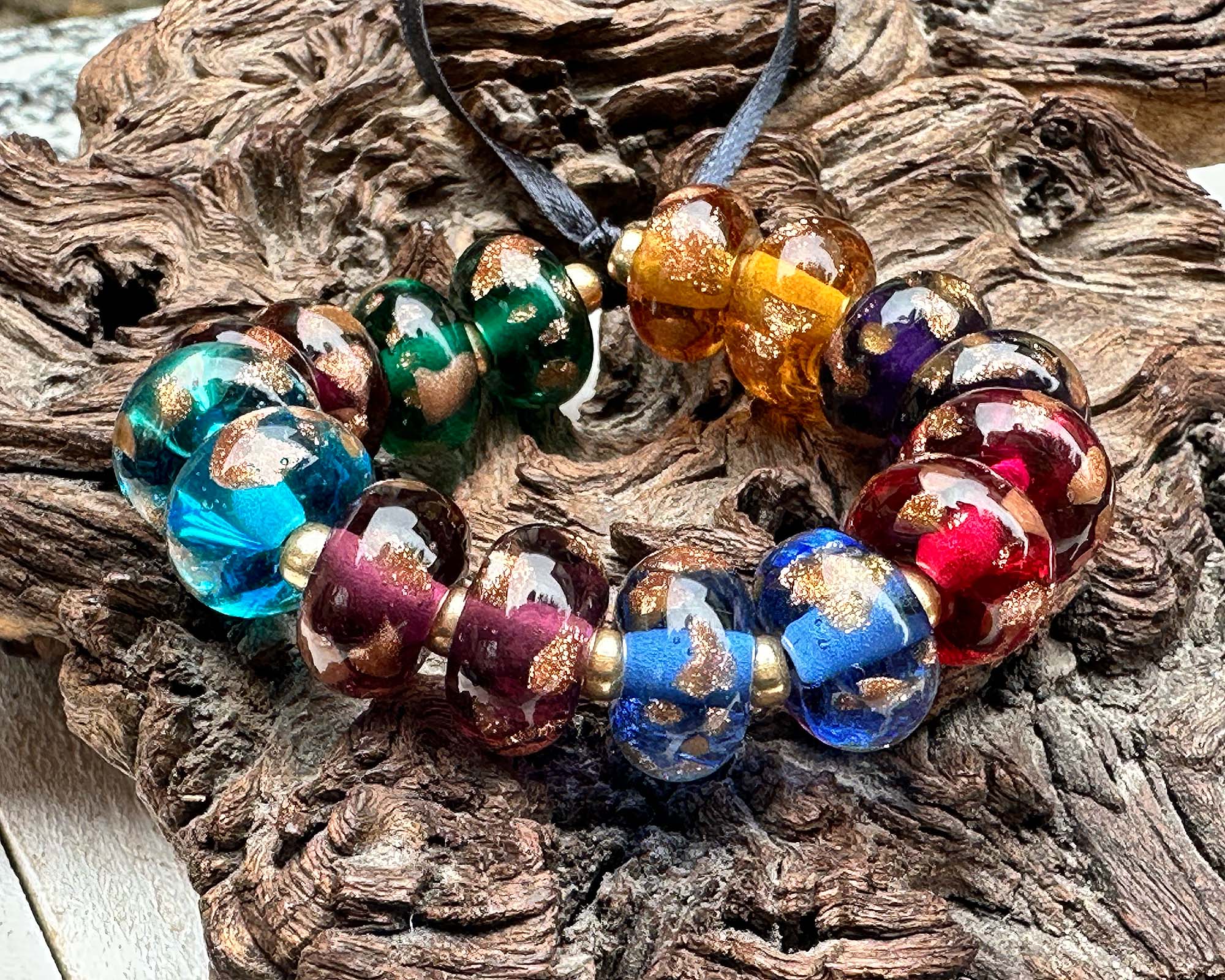 16 Multicolor Sparkle Glass Lampwork Beads Set for Jewelry Making - DIY Bracelets, Necklaces, Earrings Craft Supplies - Perfect for Beading Projects & Gift Making
