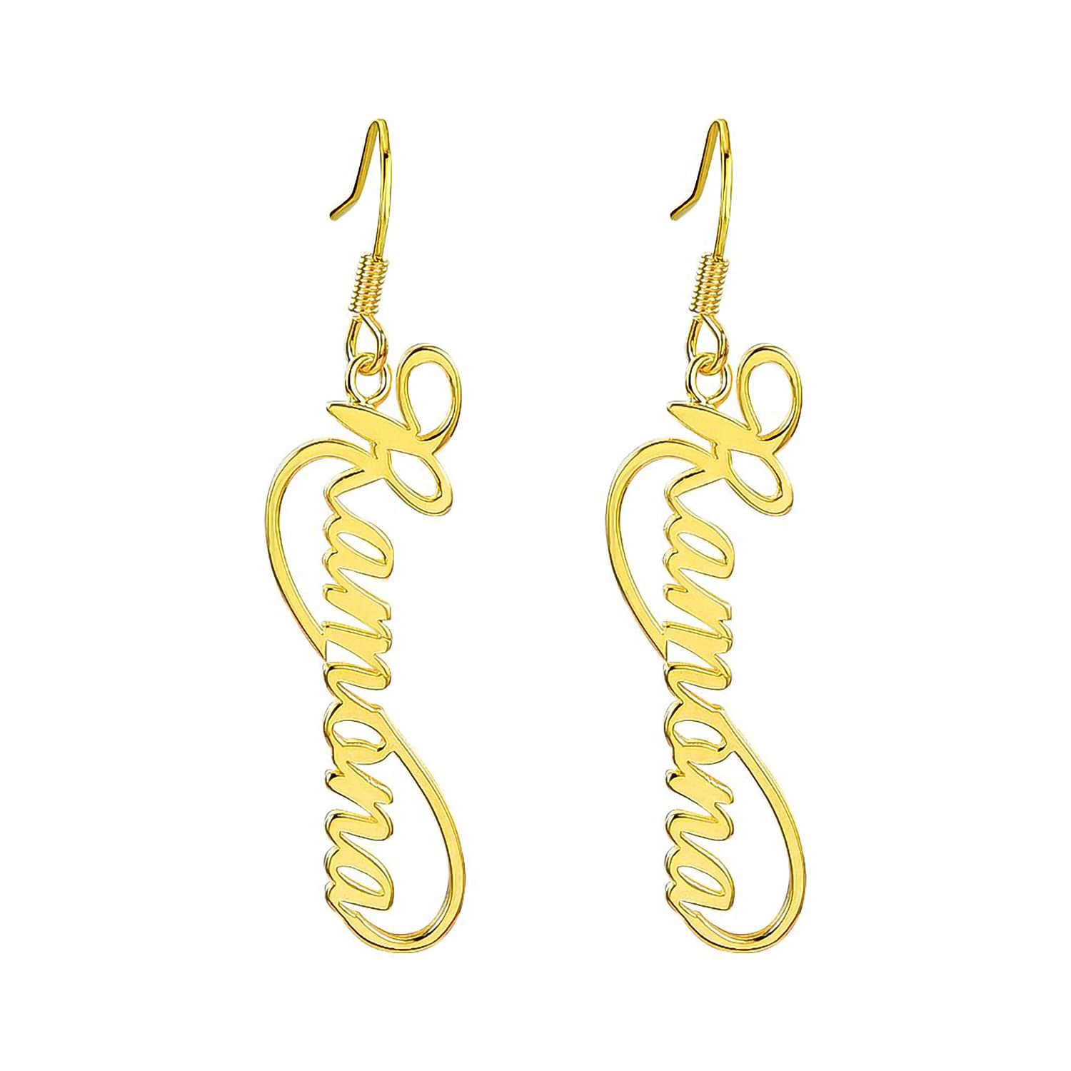 Personalized Name Earrings for Women - 10K, 14K, 18K Gold Custom Dangle Drop Earrings - Perfect for Birthdays, Anniversaries & Special Occasions