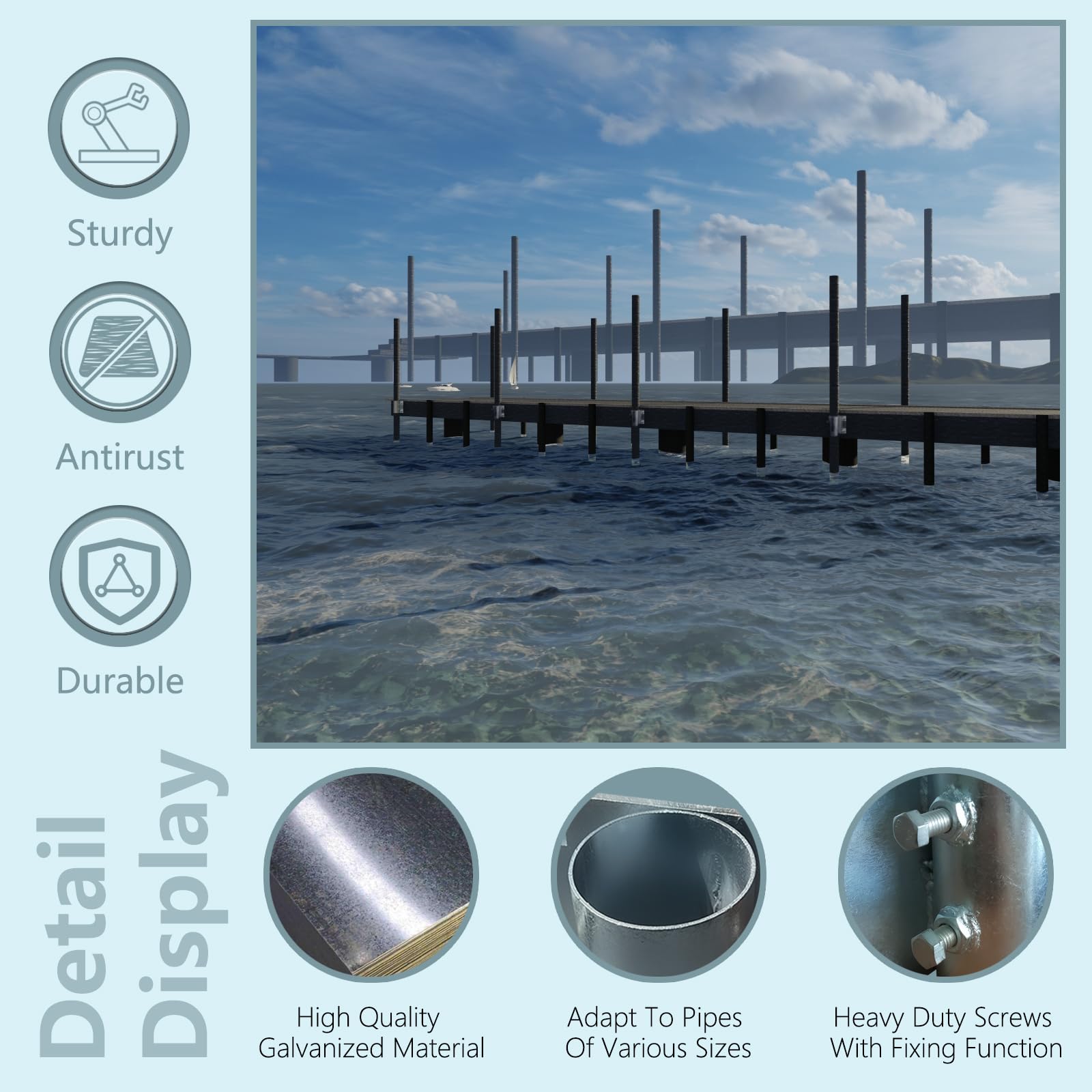 Heavy Duty Galvanized Dock Side Leg Pipe - 7/16