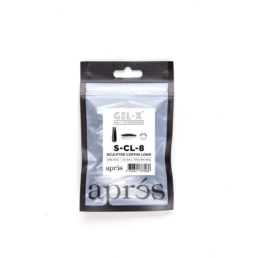 Apres Gel X Sculpted Coffin Long Refill Tips 2.0 - Size #00 & #9 - Professional Nail Extension Kit for Salon & Home Manicure - Perfect for Gel Nail Art, Acrylic Overlays & DIY Nail Enhancements