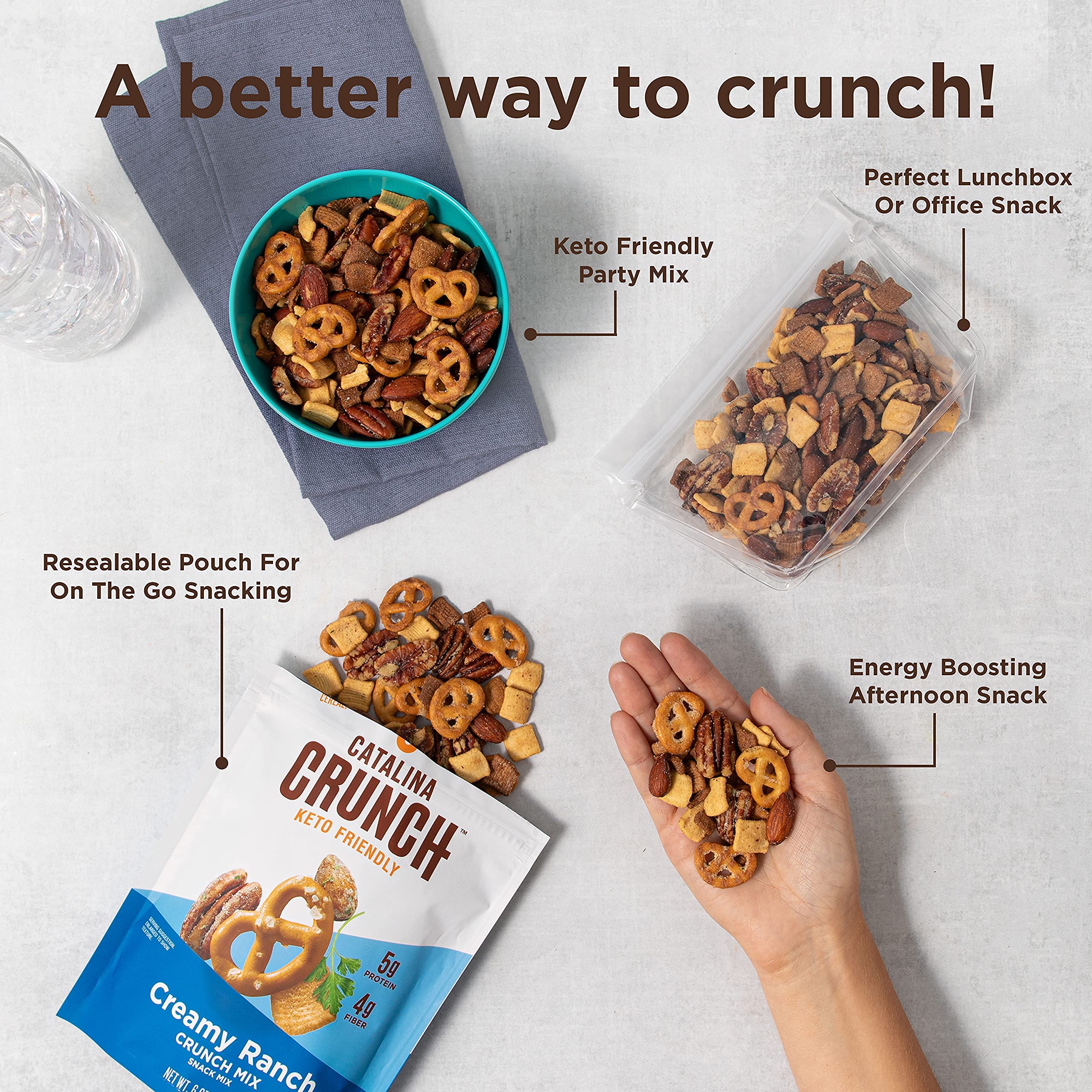 Catalina Crunch Mix Creamy Ranch Keto Snack Mix - Low Carb, High Protein, Gluten Free | Keto Friendly Snacks for Weight Loss & Healthy Lifestyle | Perfect for Office, Travel & Movie Nights (6oz Pack of 3)