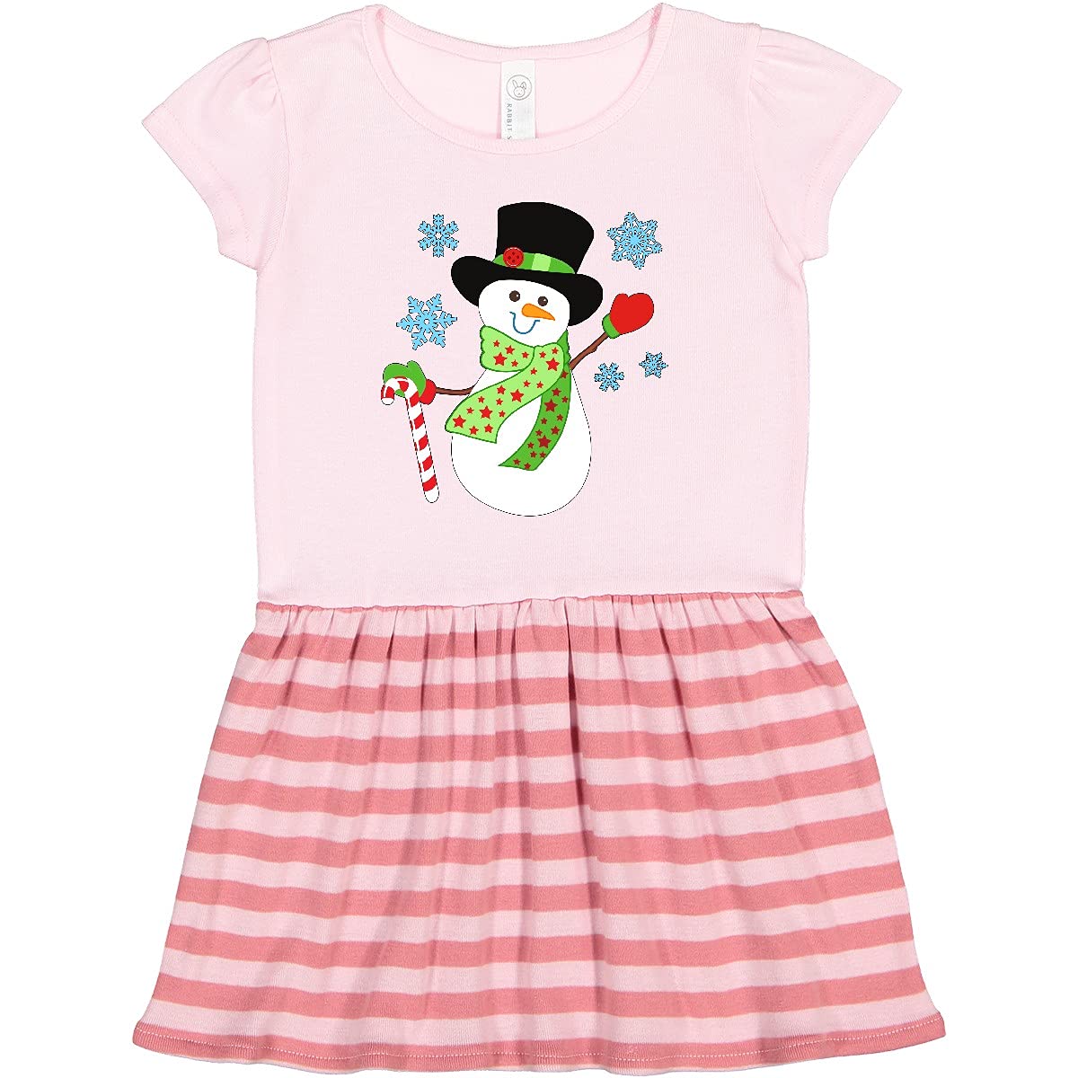 Inktastic Christmas Snowman in Top Hat with Candy Cane Toddler Dress - Festive Holiday Outfit for Girls & Boys - Perfect for Christmas Parties, Family Photos & Seasonal Celebrations