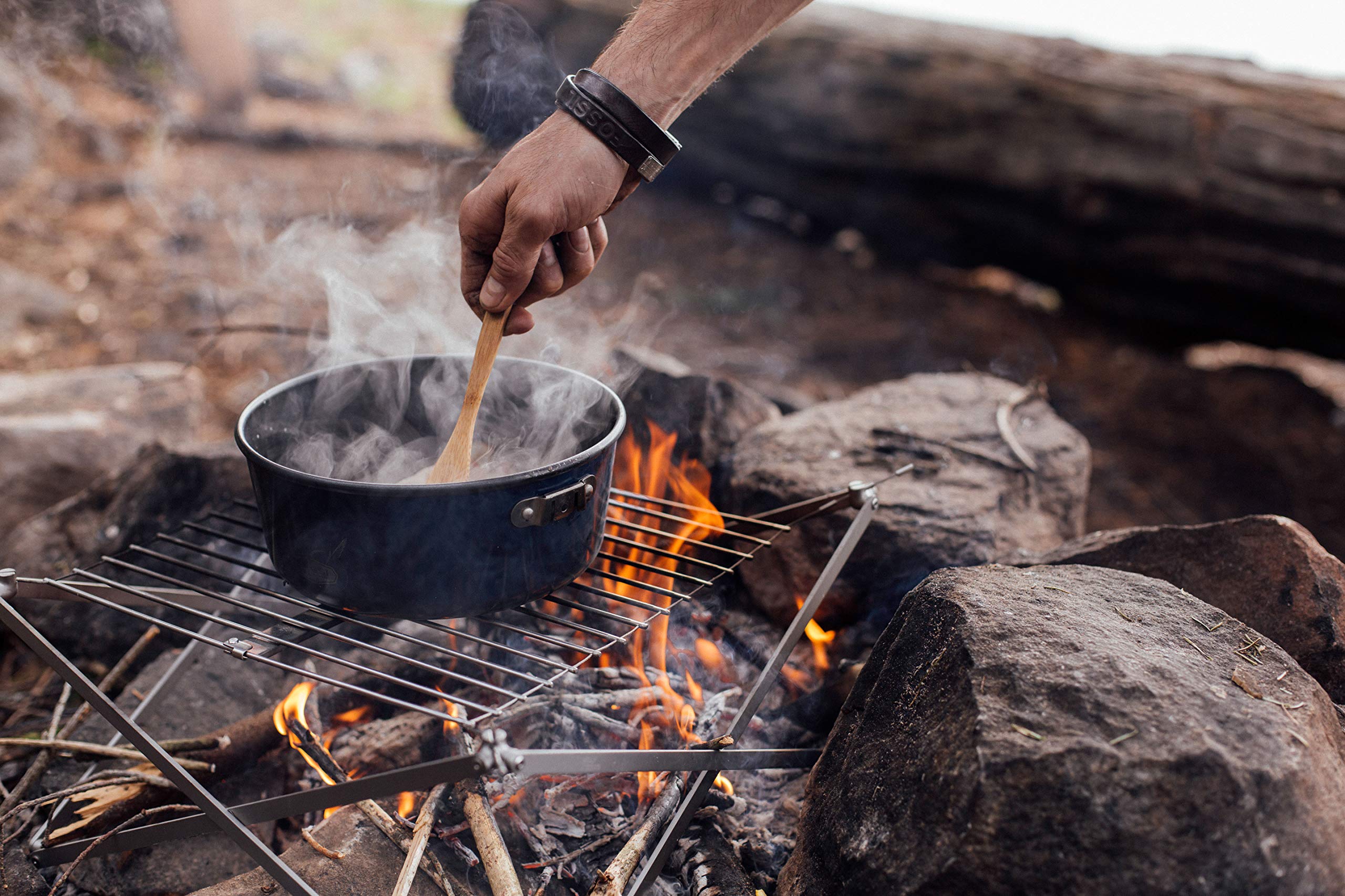 Wolf and Grizzly Grill Edition Kit - Portable Folding Camping Grill for Backpacking, Hiking & Outdoor Adventures | Compact Fire Grill Grate for Campfire Cooking | Perfect for Picnics, Tailgating & Wilderness Survival