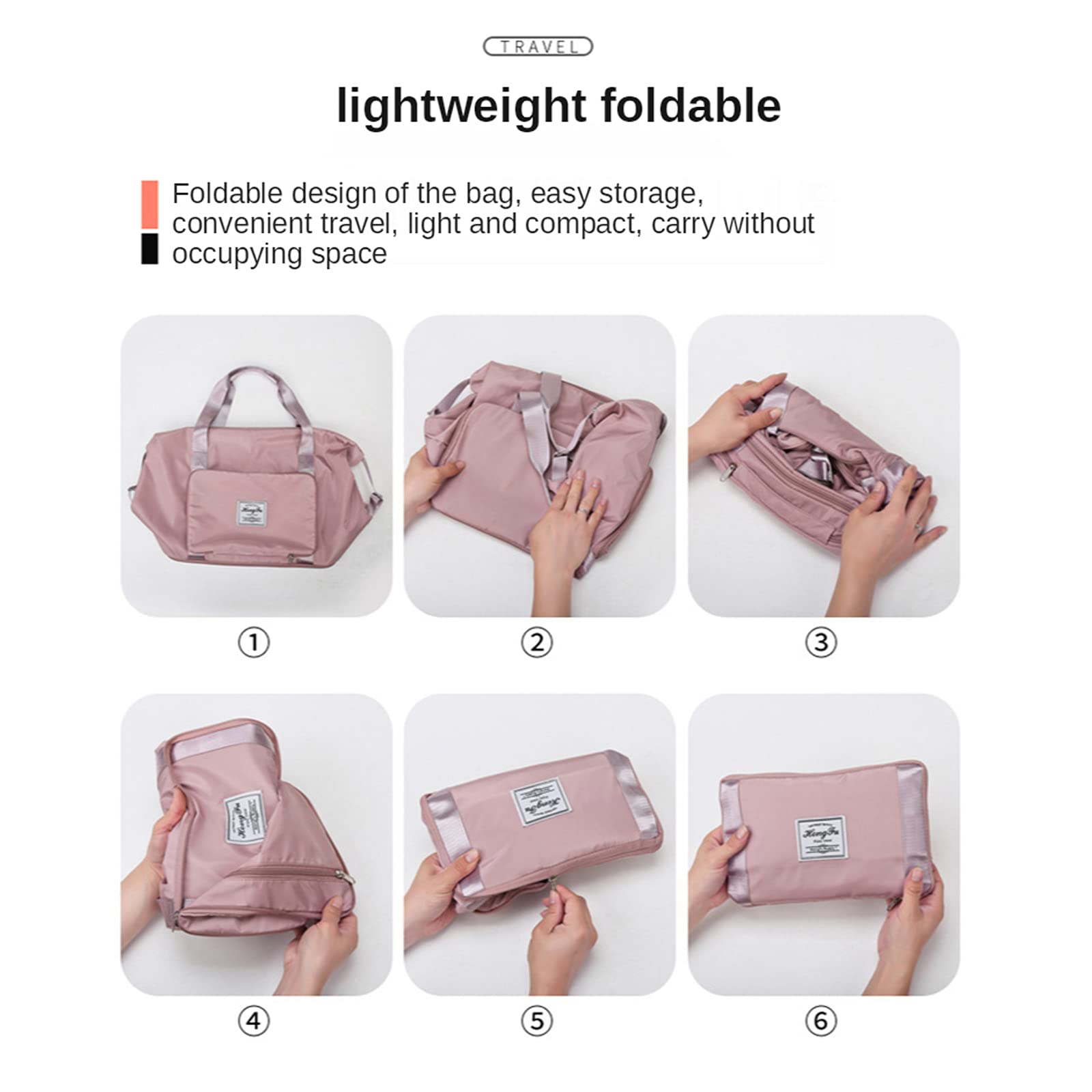Large Capacity Foldable Travel Duffel Bag - Lightweight Waterproof Carry-On Luggage with Dry & Wet Separation - Pink | Perfect for Gym, Sports, Weekend Trips & Outdoor Adventures