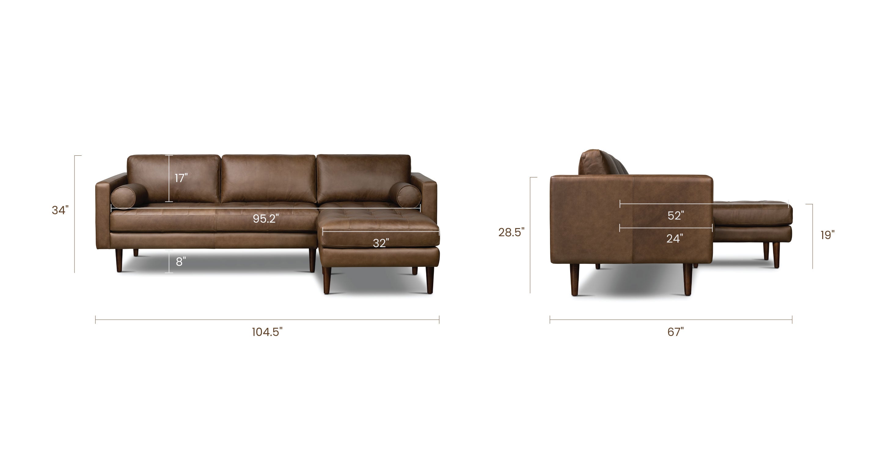 Napa Right Facing Sectional Sofa - Modern L-Shaped Couch for Living Room, Family Room & Home Theater | Comfortable Upholstered Furniture with Premium Fabric