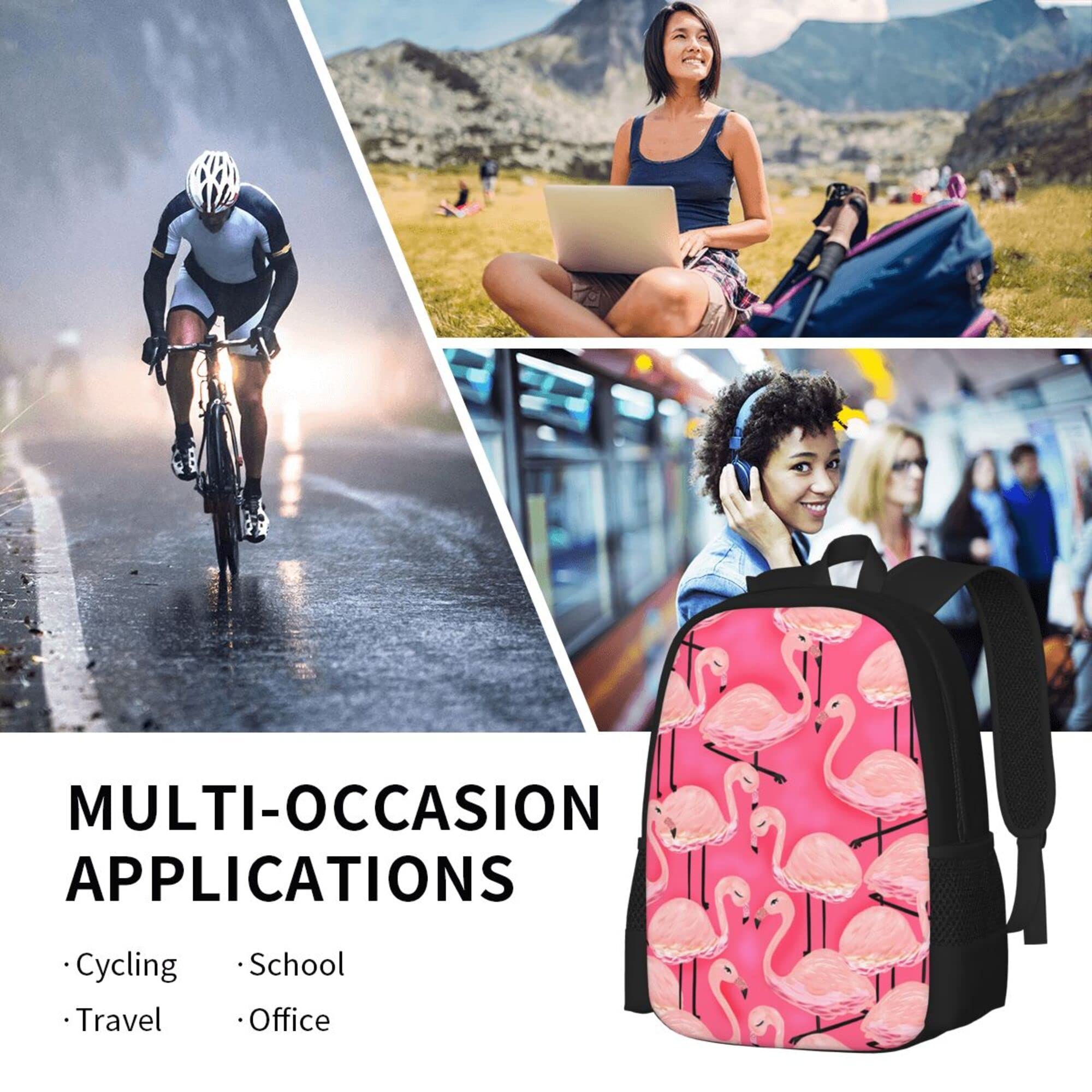 EOUNMSU Cute Watercolor Flamingo Pink Backpack - 17 Inch Large Durable Lightweight Laptop Backpack for Men & Women - Perfect for Travel, School, College, Business & Outdoor Hiking Daypack