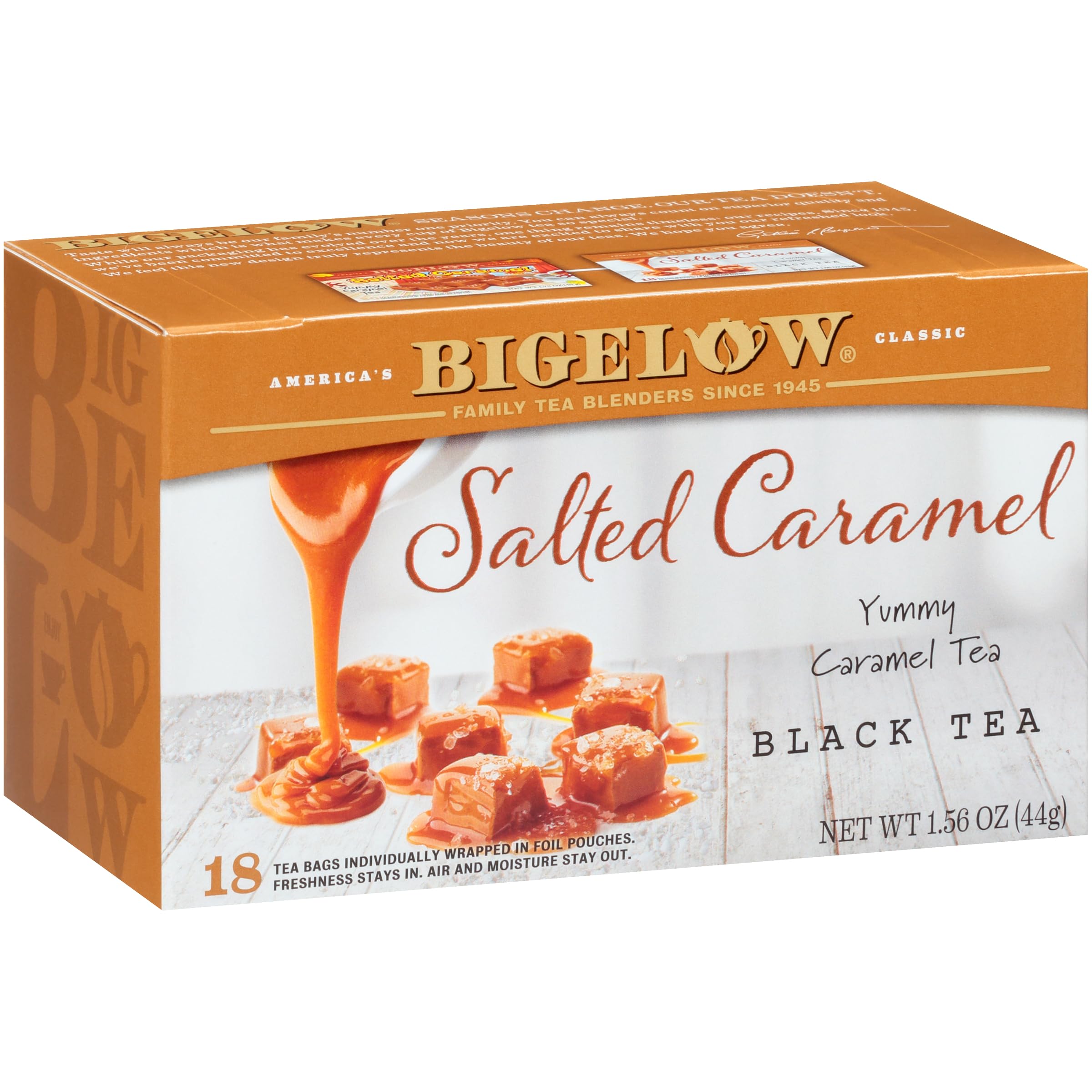 Bigelow Salted Caramel Black Tea Bags - 18 Count | Premium Caffeinated Tea for Afternoon Relaxation & Dessert Pairing