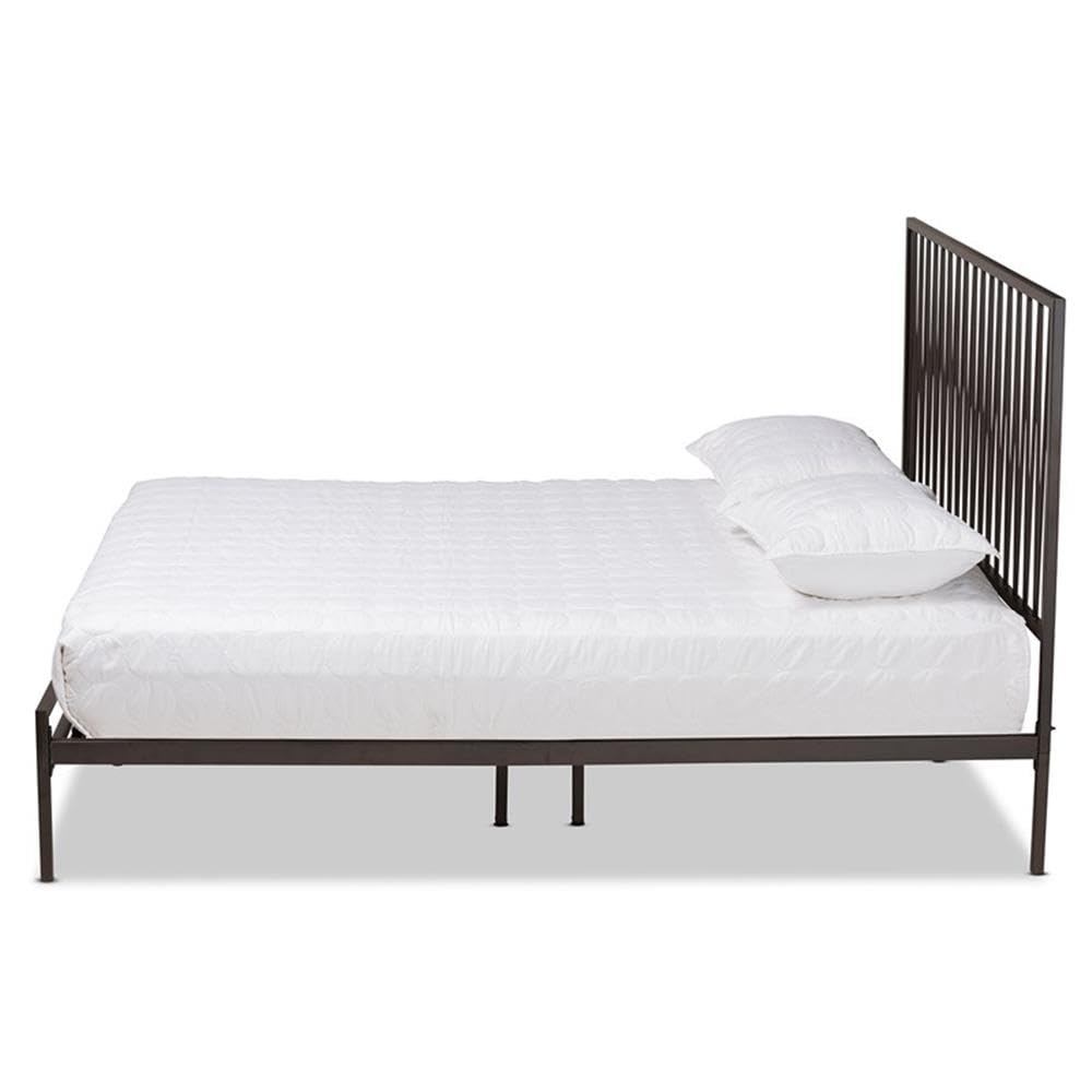 BOWERY HILL Modern Black Metal Full Size Platform Bed Frame - Sturdy & Stylish for Contemporary Bedrooms, Guest Rooms & Small Spaces