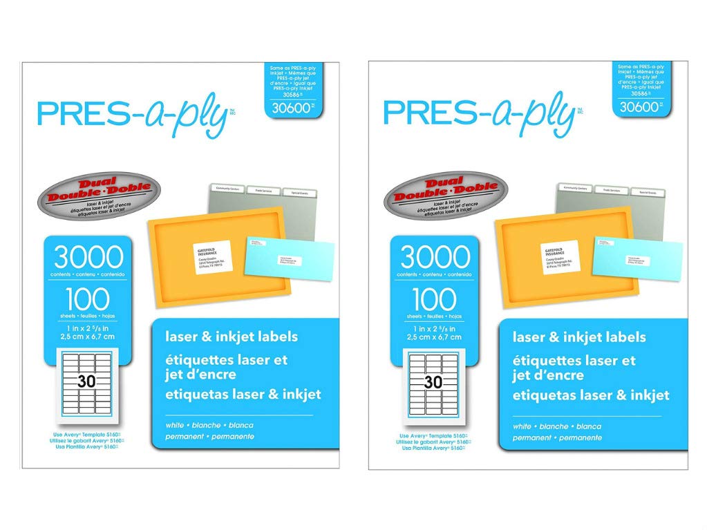 Premium White Laser Address Labels 1 x 2 5/8 Inch - 3000 Labels per Box (Pack of 2 Boxes, 6000 Total) for Mailing, Shipping & Organization - Perfect for Business, Home & Office Use