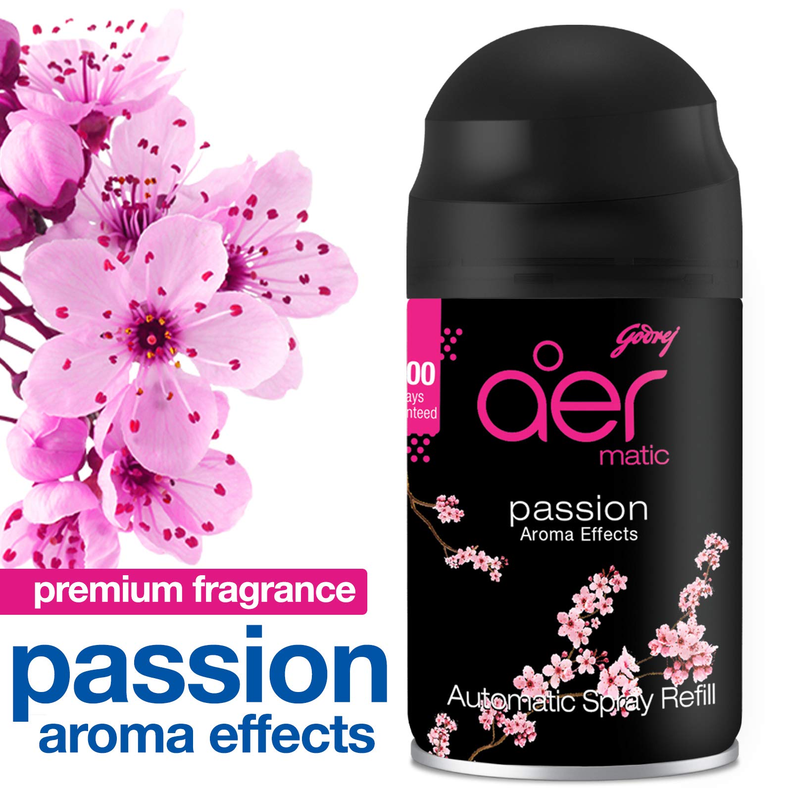 Godrej Aer Matic Refill - Automatic Room Freshener in Passion Scent | 2200 Sprays Guaranteed | Lasts 60 Days (225ml) | Perfect for Home, Office & Bathroom Odor Control
