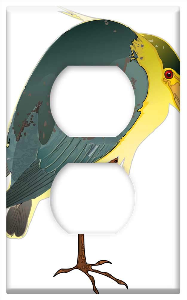 Black-Crowned Night Heron Switch Plate Outlet Cover - Nature-Inspired Wading Bird Design for Home Decor & Electrical Safety