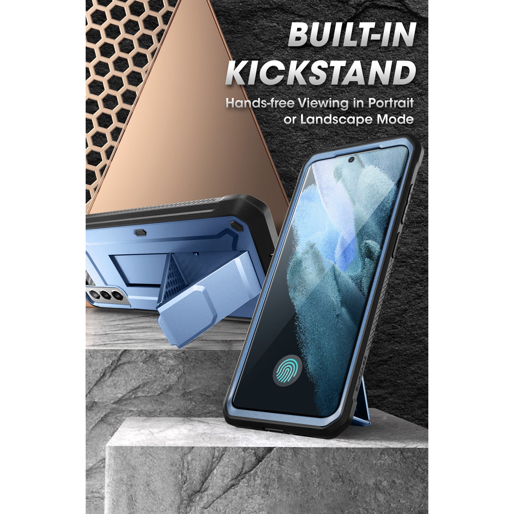 Samsung Galaxy S21 FE Case - Unicorn Beetle Pro Rugged Protective Cover with Metallic Blue Finish | Shockproof & Durable for Outdoor, Work & Daily Use