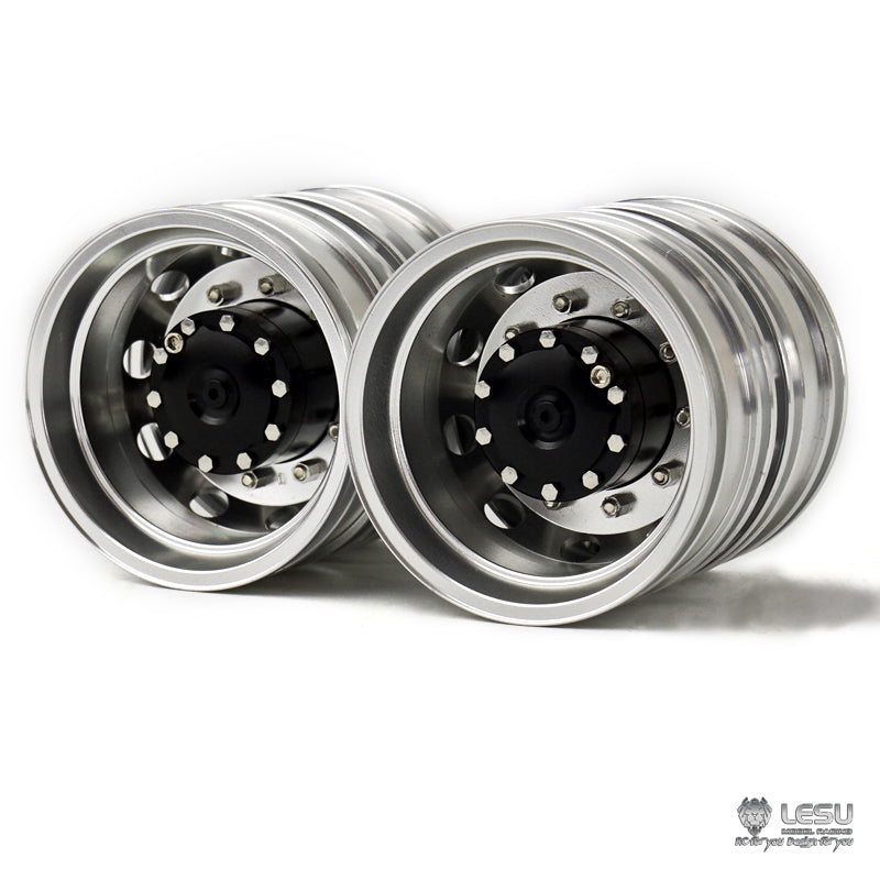 Upgraded LESU 1/14 Scale RC Tractor Truck Metal Rear Wheel Hub with Rubber Tires - Compatible with Tamiya King Knight Hauler & DIY Model Cars - Perfect for Off-Road Racing & Heavy-Duty Hauling Scenarios