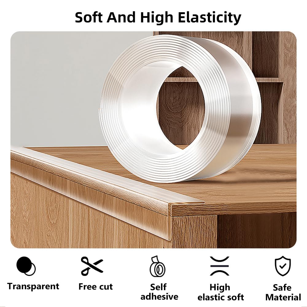 Baby Safety Edge Protectors - Clear Corner Guards for Furniture (1.2in x 9.84ft) | Child Proof Bumpers for Sharp Table Edges, Cabinets & Counters | Home Baby Proofing Essential for Toddlers & Crawling Infants
