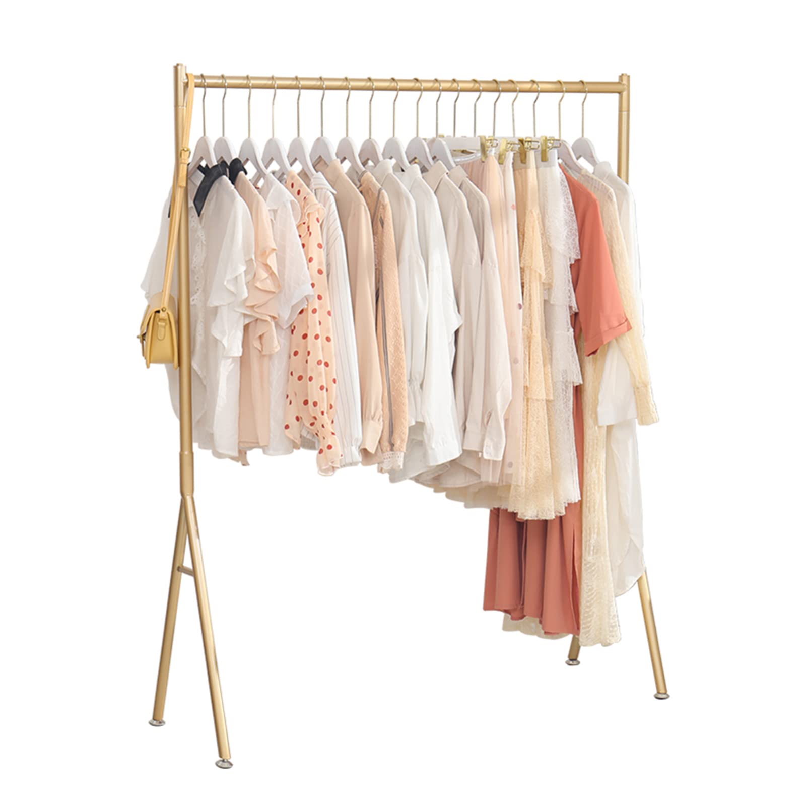 Modern Metal Garment Rack - Gold Clothes Hanging Stand for Bedroom, Balcony & Clothing Store (120x40x130cm) - Durable Clothes Rail for Home Organization & Retail Display