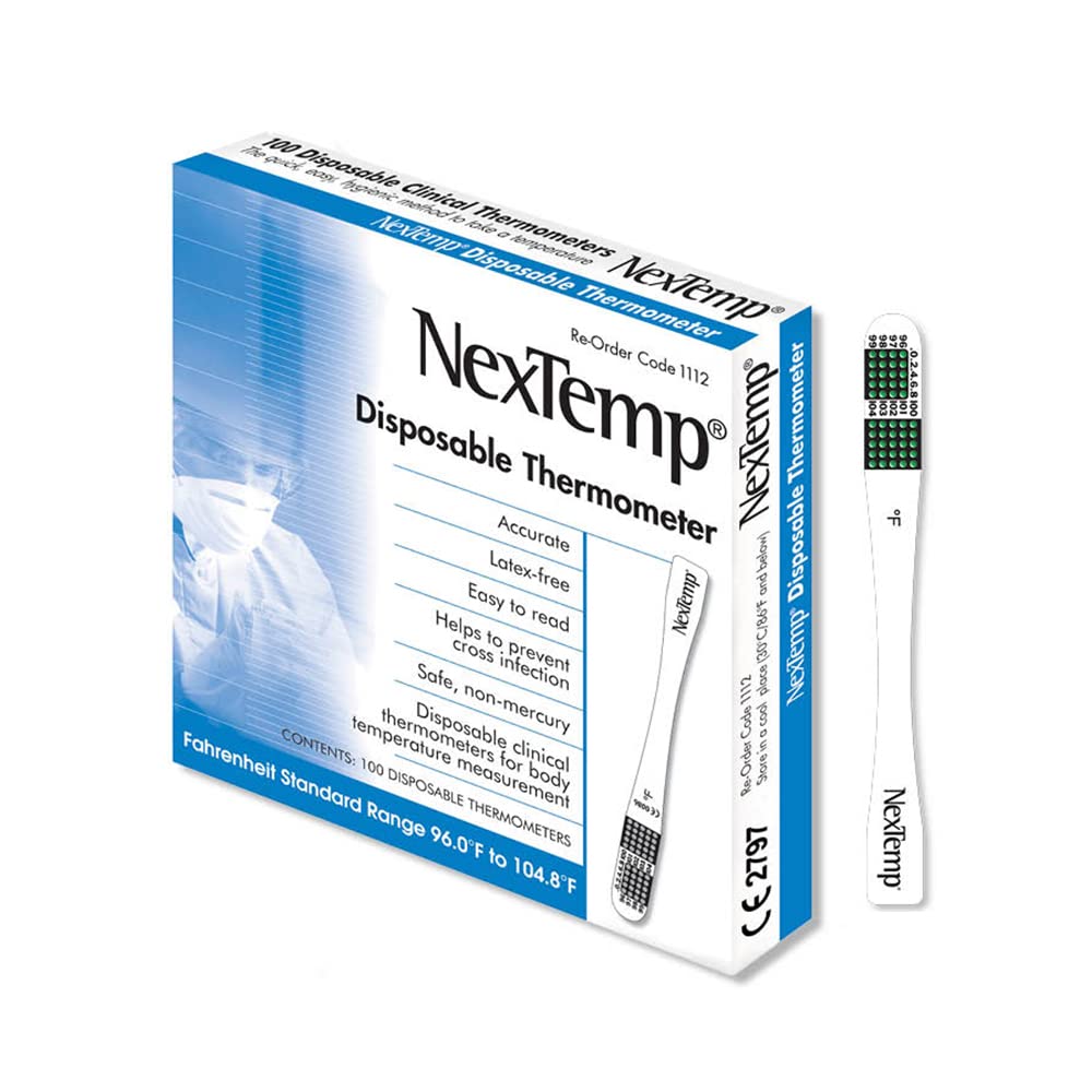Disposable Single-Use Thermometers - 100-Pack Individually Wrapped High-Accuracy Fever Thermometers for Adults & Kids | Perfect for First Aid Kits, Hospitals, Schools, Travel & Home Use | Fahrenheit Measurement by Medical Indicators Inc.